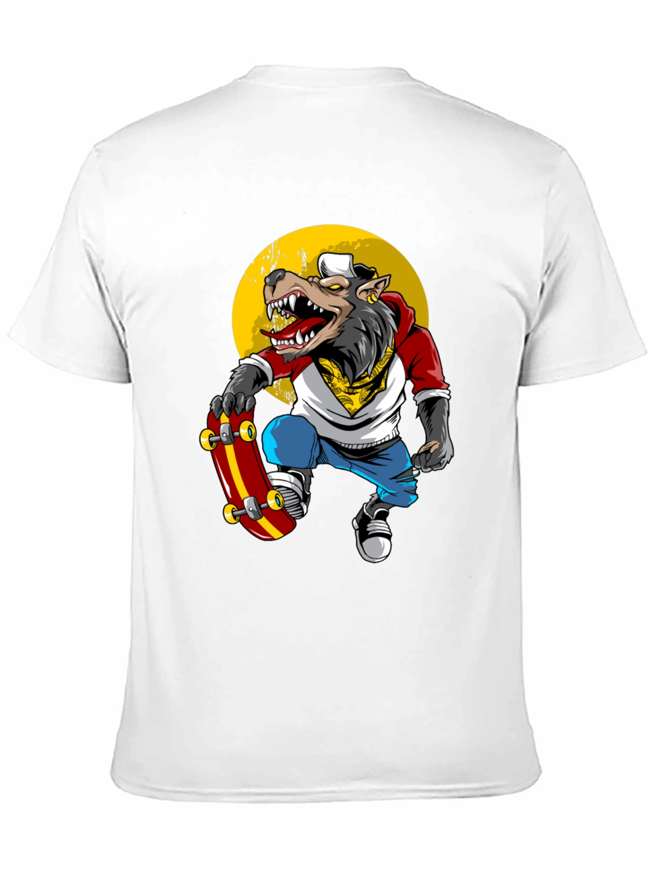 Wolf Skater Graphic Tee - Trendy Streetwear T-Shirt