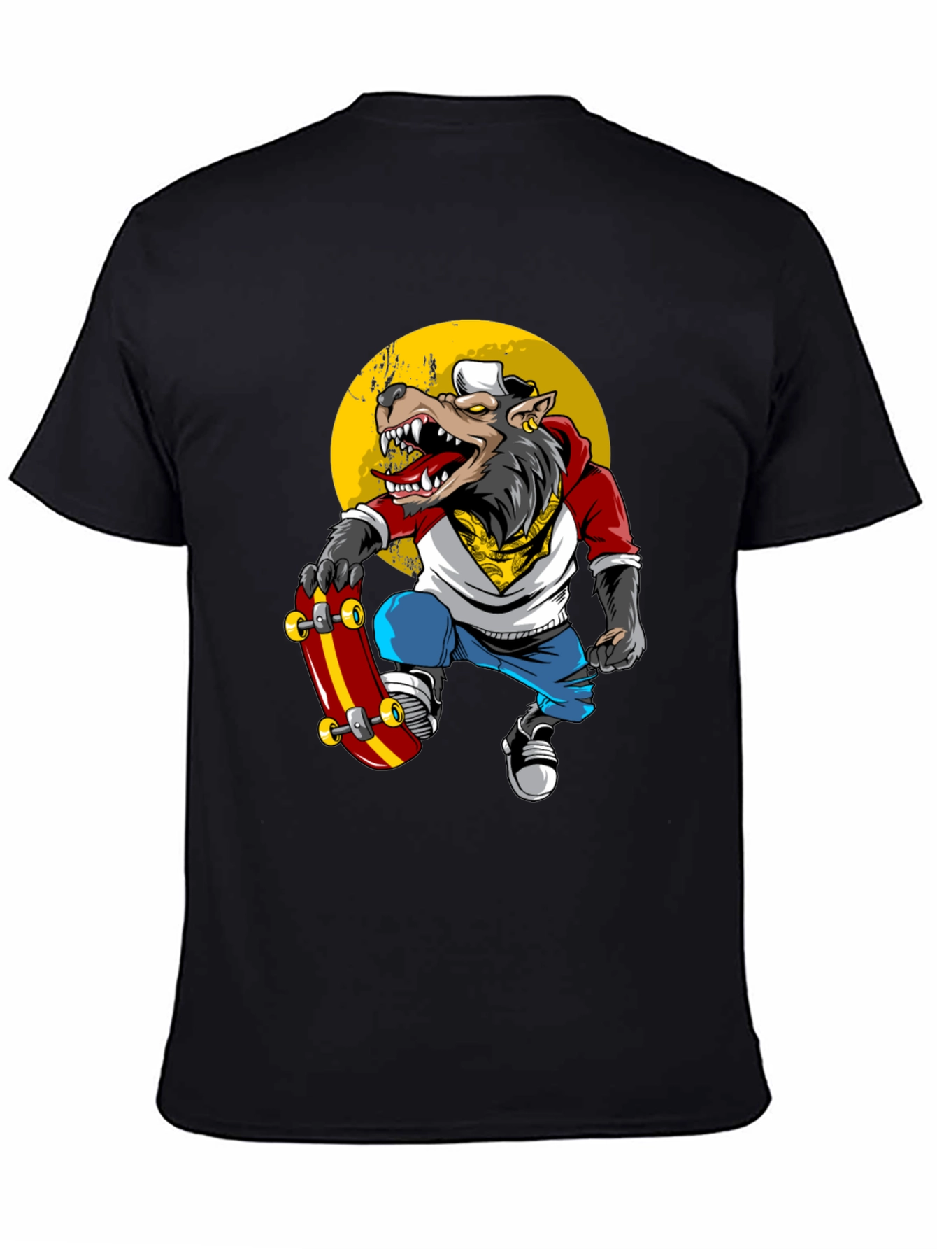 Wolf Skater Graphic Tee - Trendy Streetwear T-Shirt