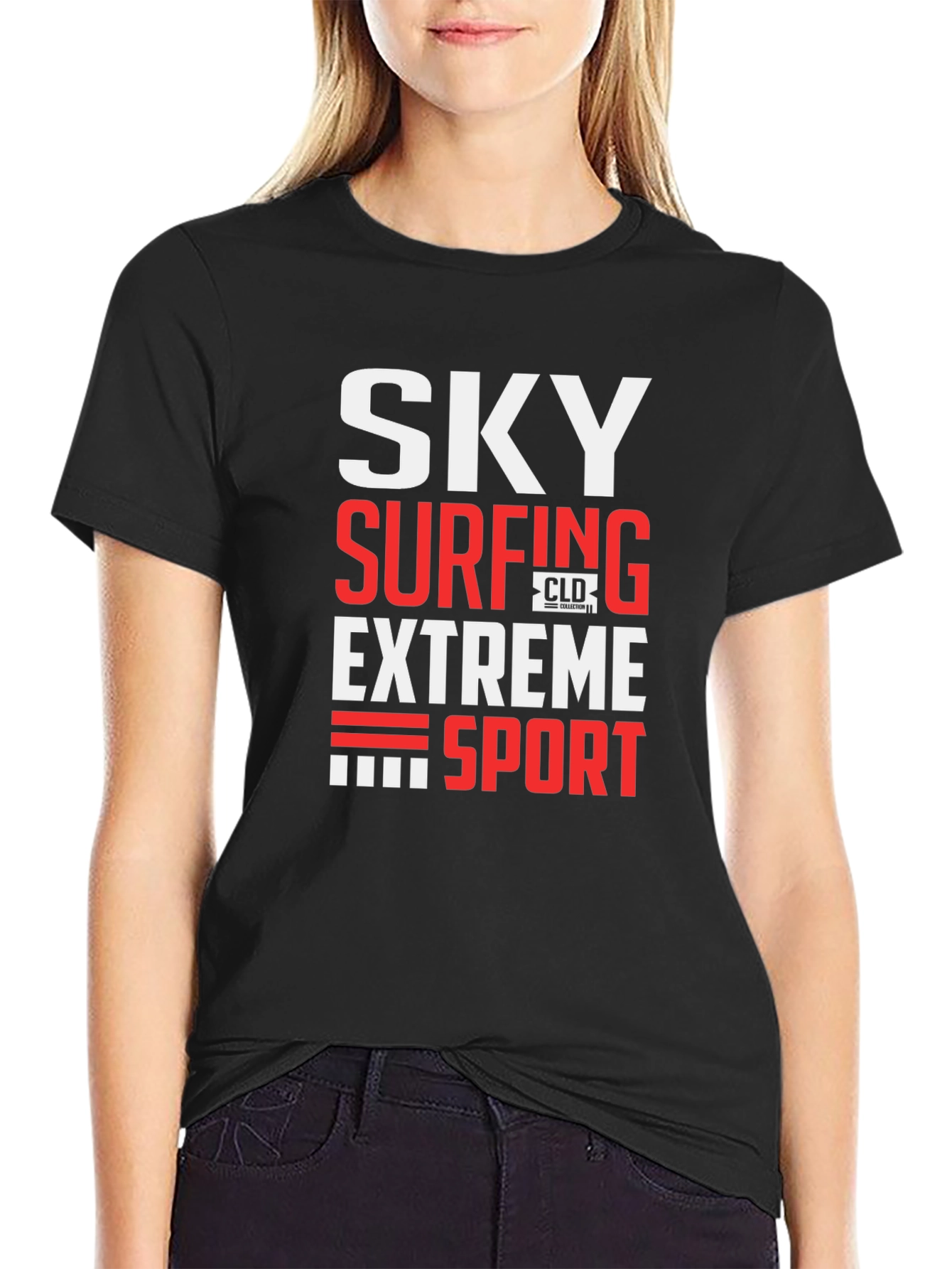 Sky Surfing Extreme Sport Black T-Shirt