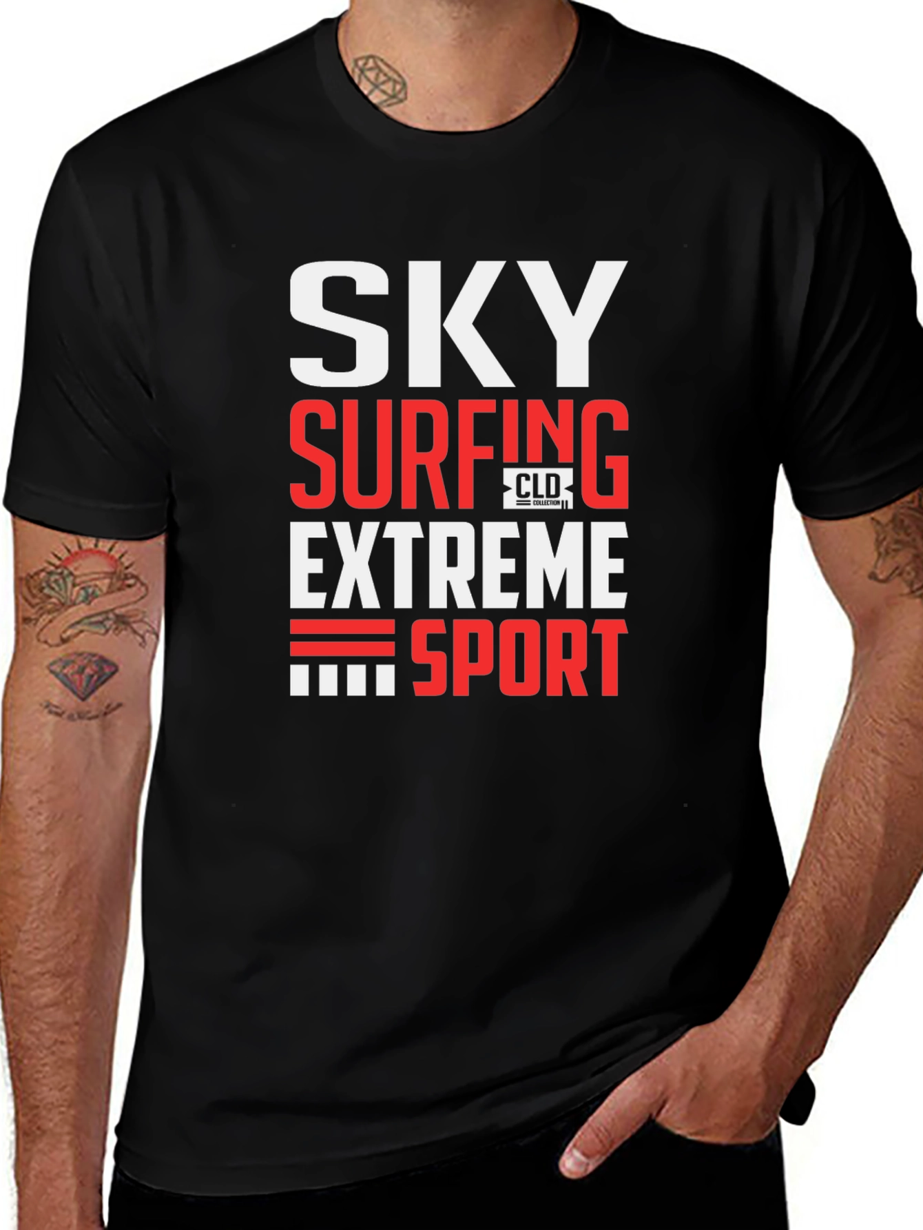 Sky Surfing Extreme Sport Black T-Shirt