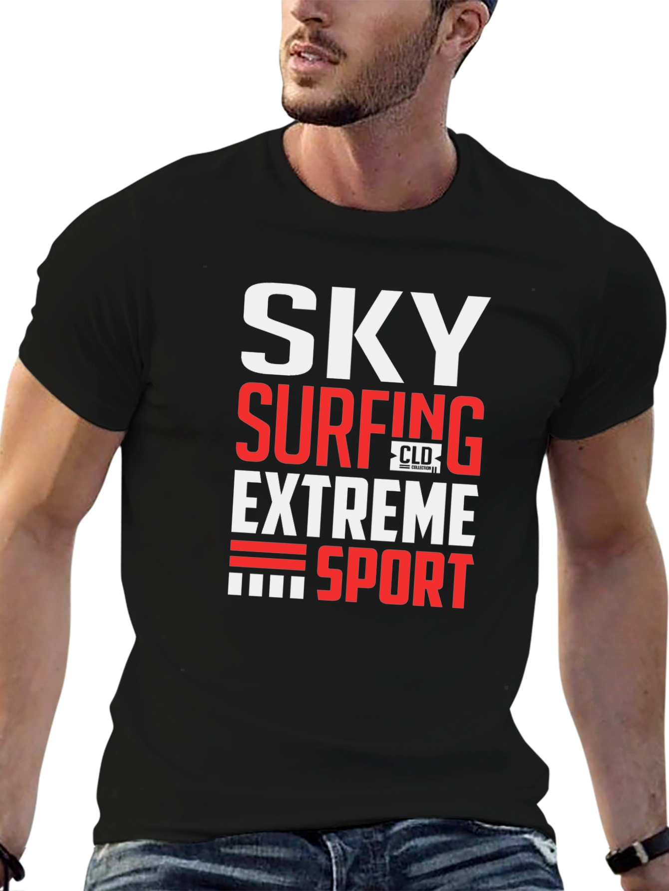 Sky Surfing Extreme Sport Black T-Shirt