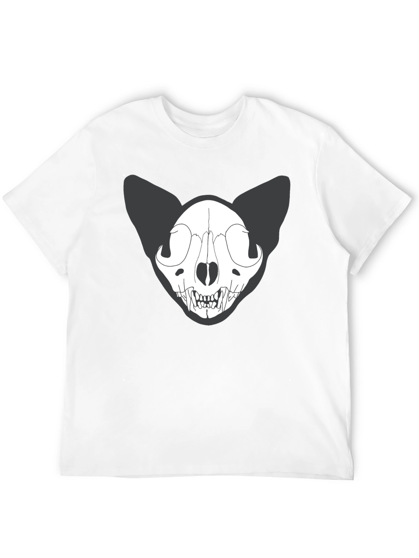 Black Cat Skull T-Shirt - Gothic Style Tee