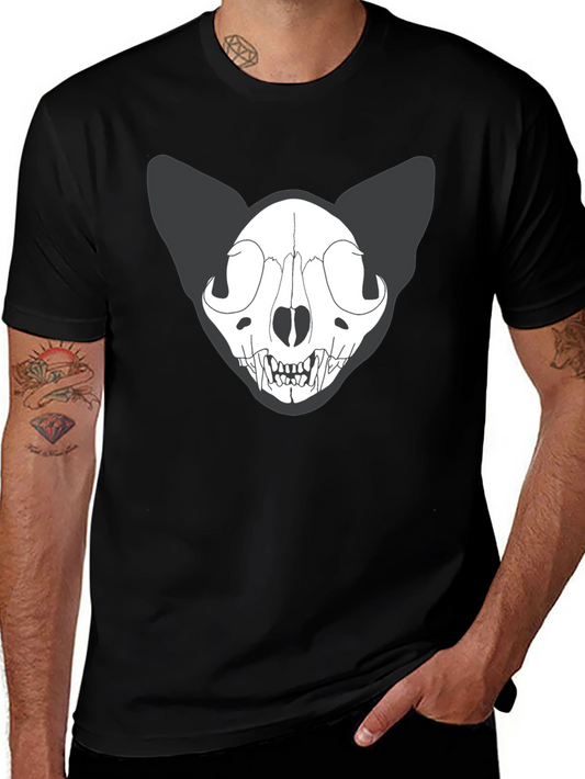 Black Cat Skull T-Shirt - Gothic Style Tee
