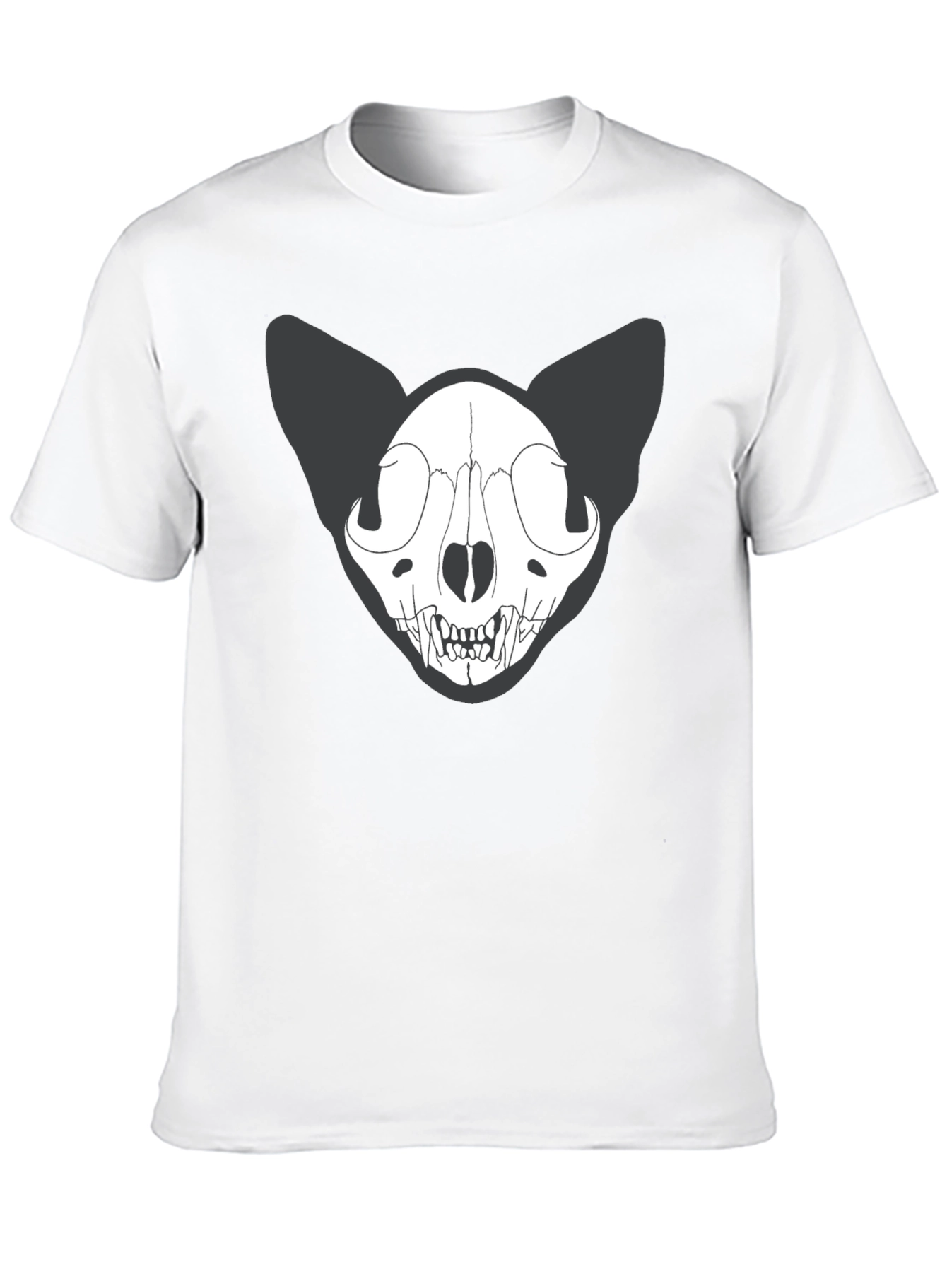Black Cat Skull T-Shirt - Gothic Style Tee