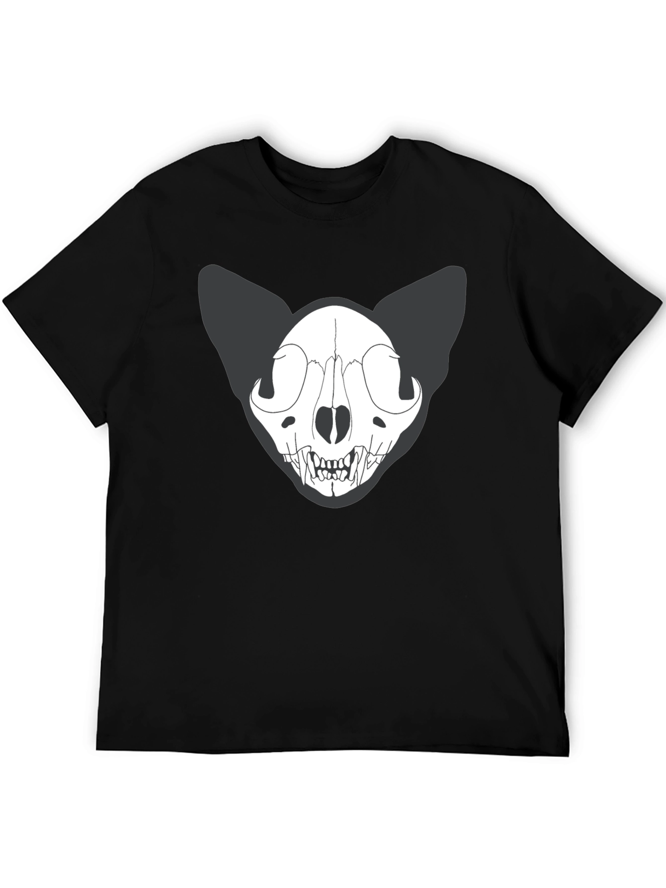 Black Cat Skull T-Shirt - Gothic Style Tee