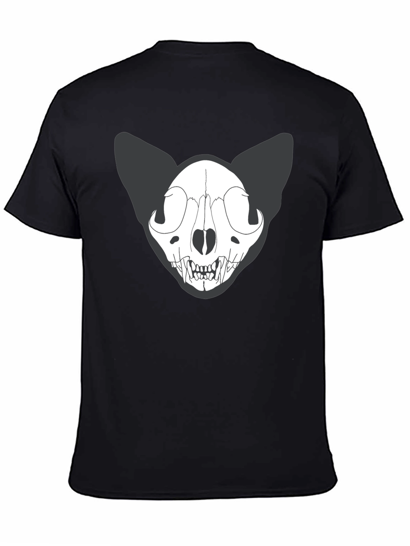 Black Cat Skull T-Shirt - Gothic Style Tee