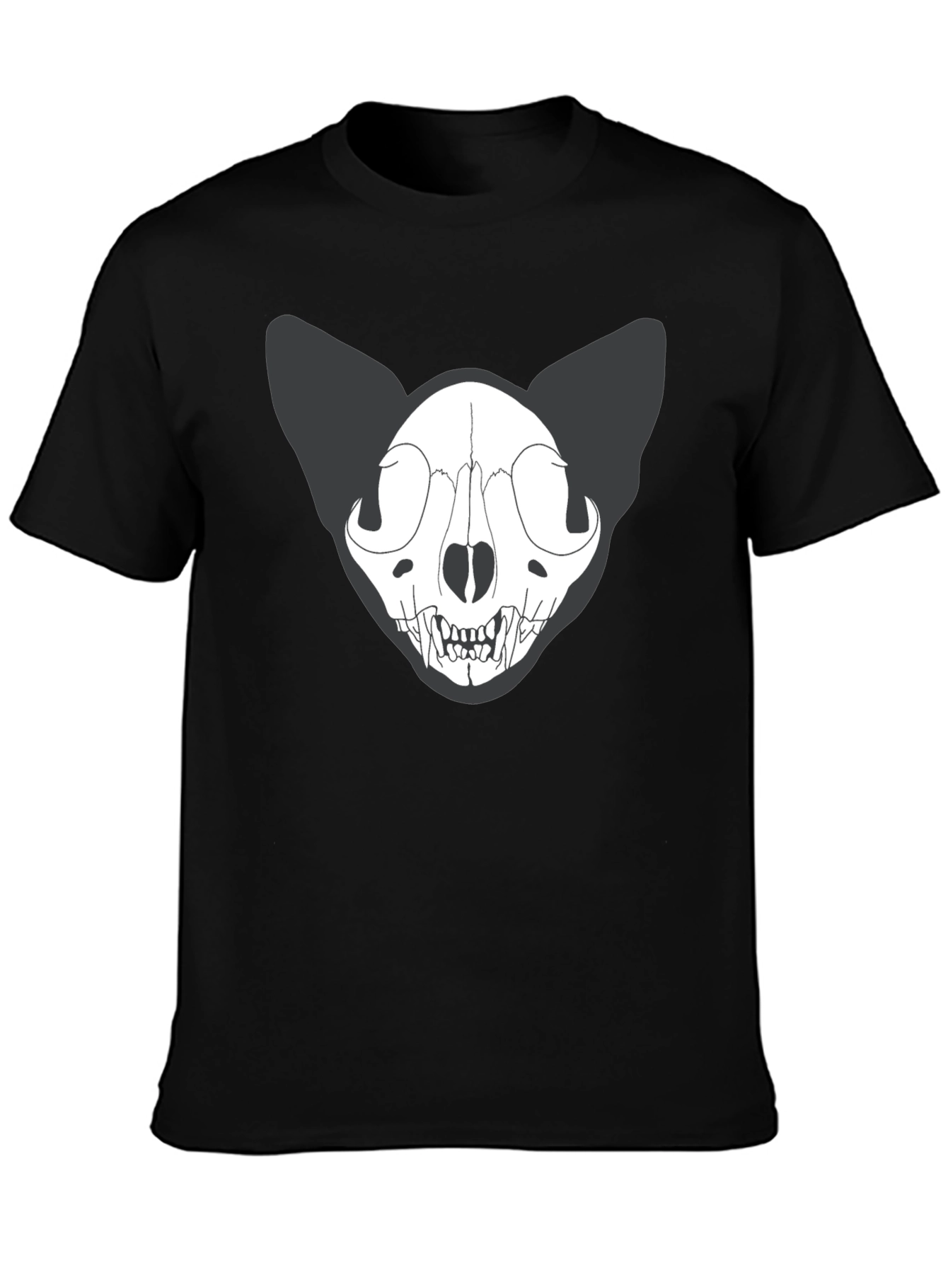 Black Cat Skull T-Shirt - Gothic Style Tee