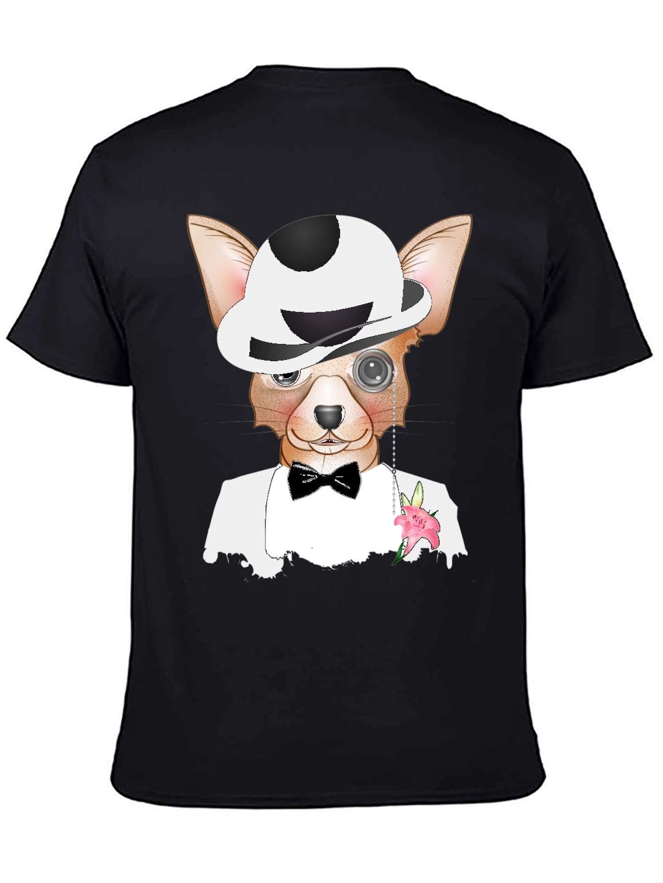 Dapper Dog T-Shirt: Chihuahua in Tuxedo & Bowler Hat