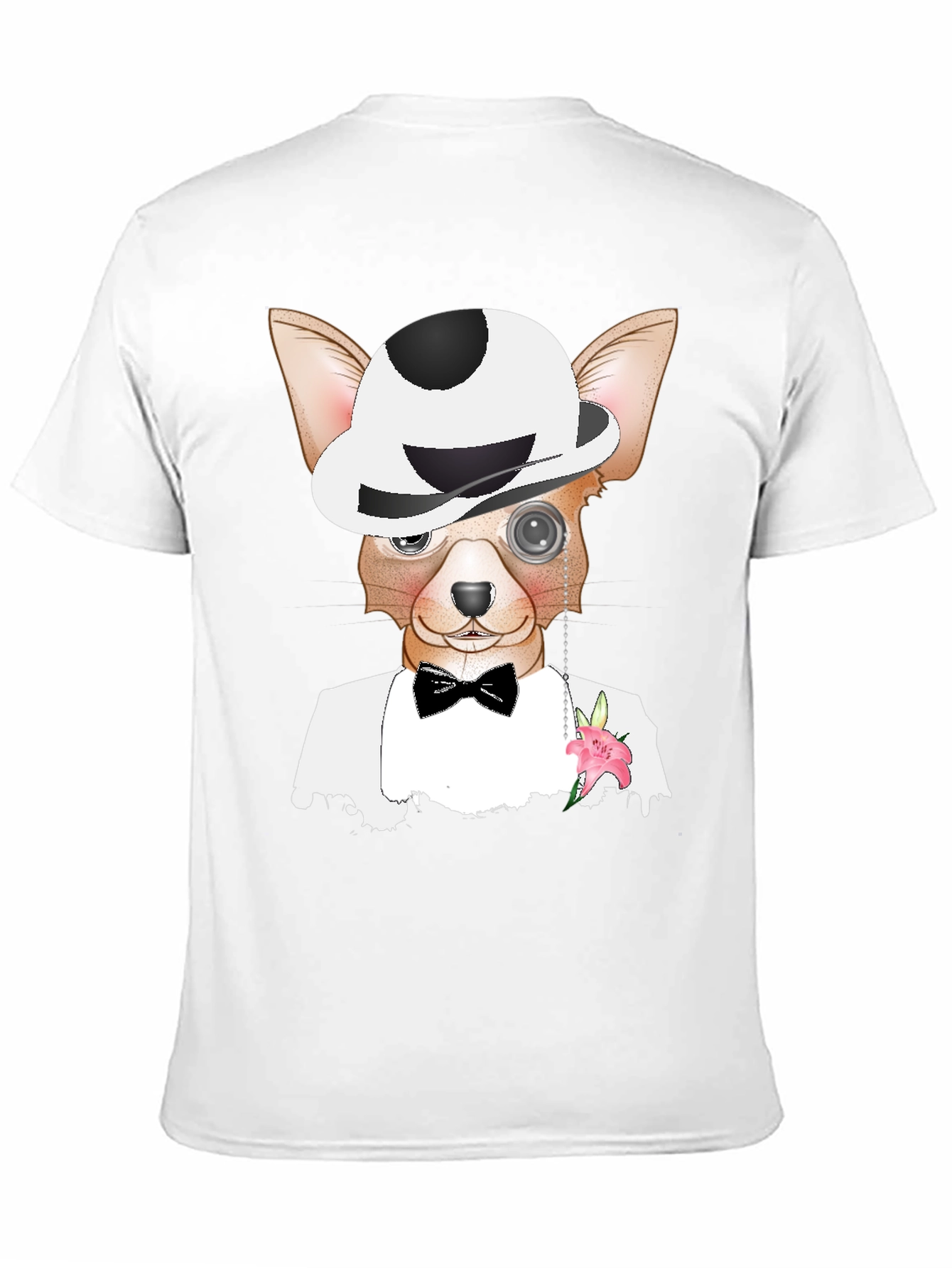 Dapper Dog T-Shirt: Chihuahua in Tuxedo & Bowler Hat