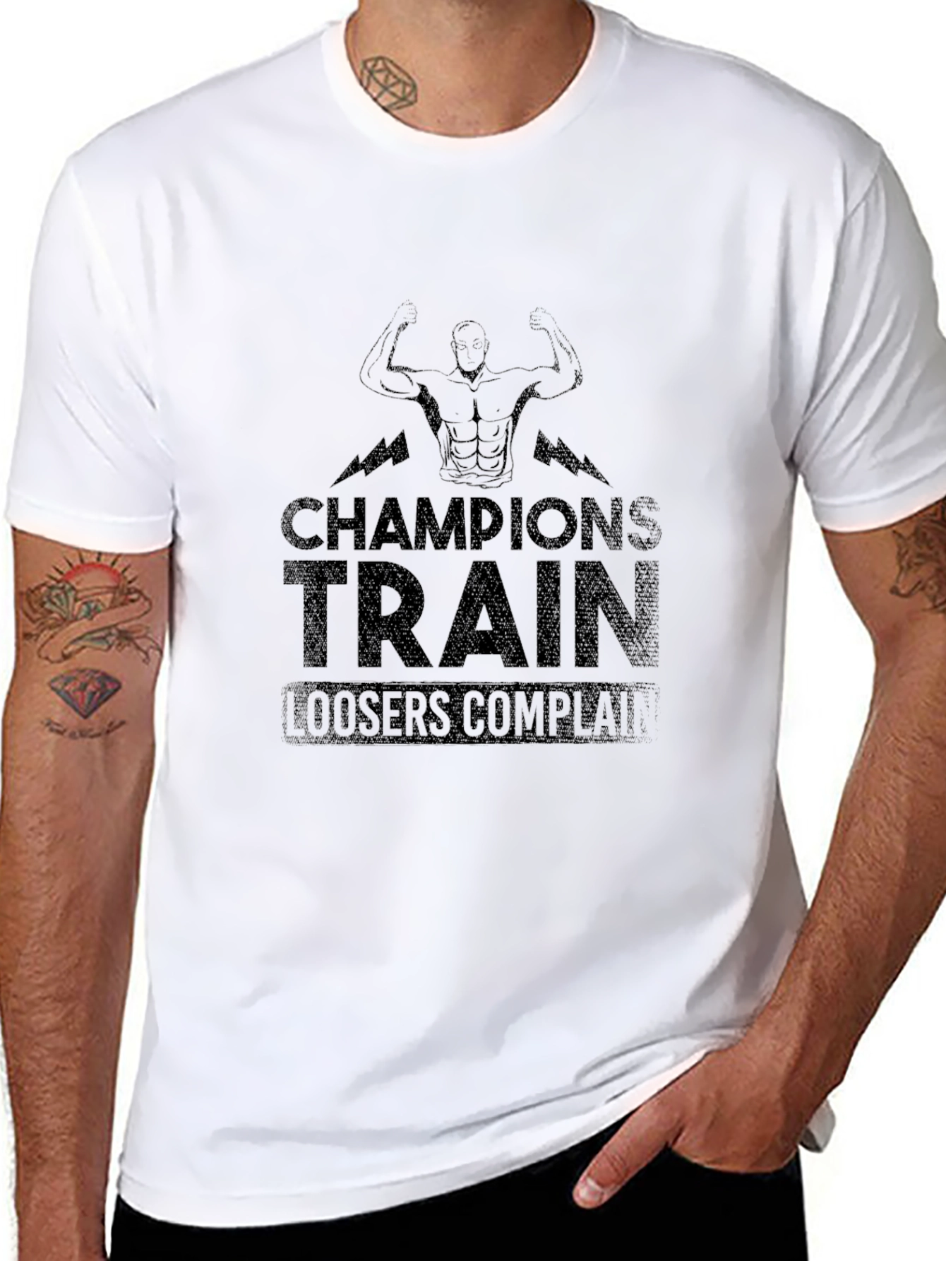 Champions Train Graphic T-Shirt - Bodybuilding Motivation