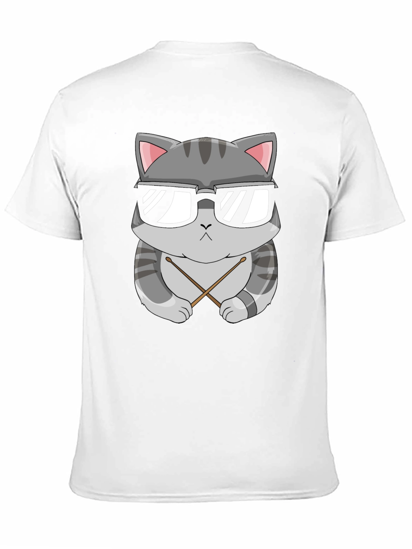 Cool Cat Drummer T-Shirt - Black Cotton Tee