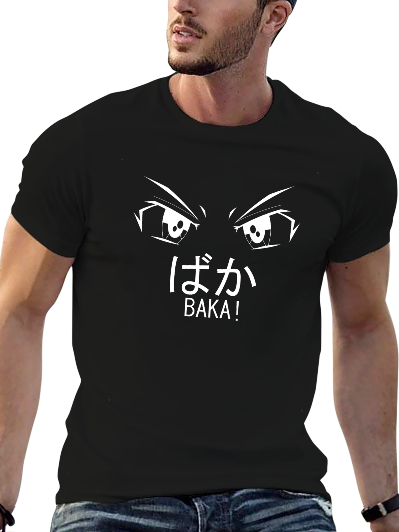 Anime Baka Graphic Tee - Casual Black T-Shirt