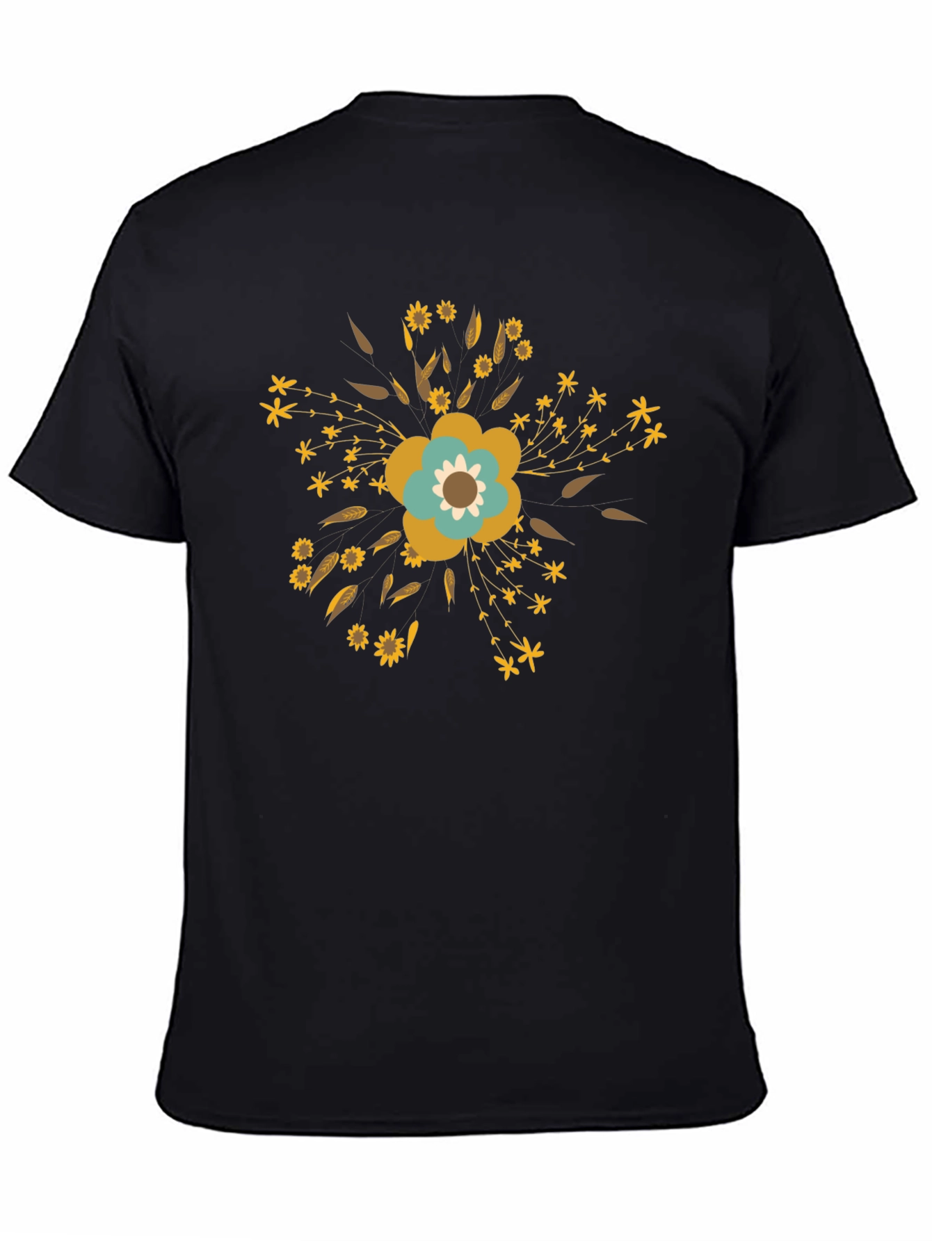 Floral Graphic Print T-Shirt - Black