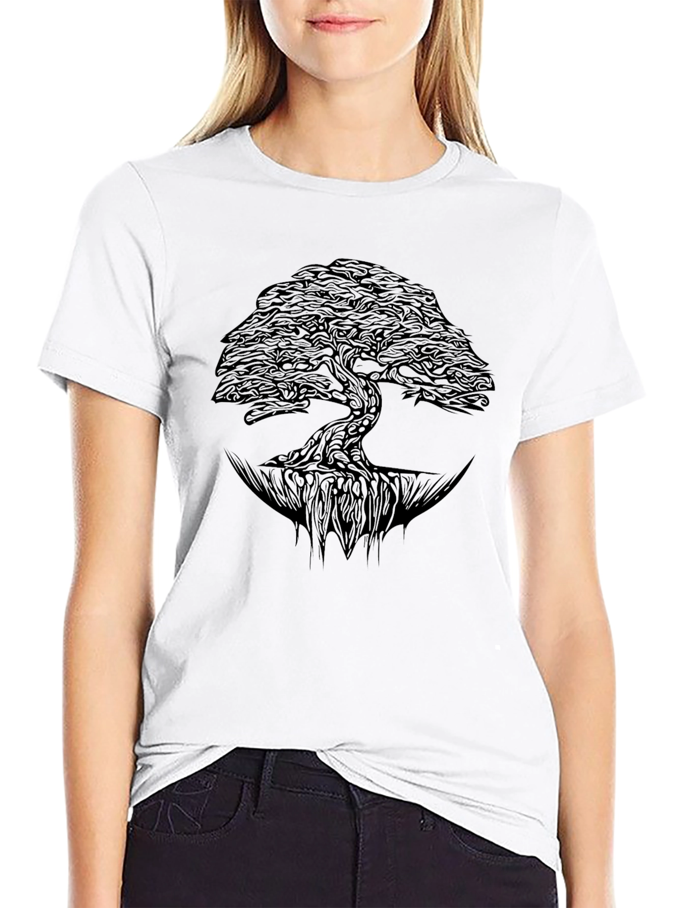 Black Tree of Life Graphic Print T-Shirt