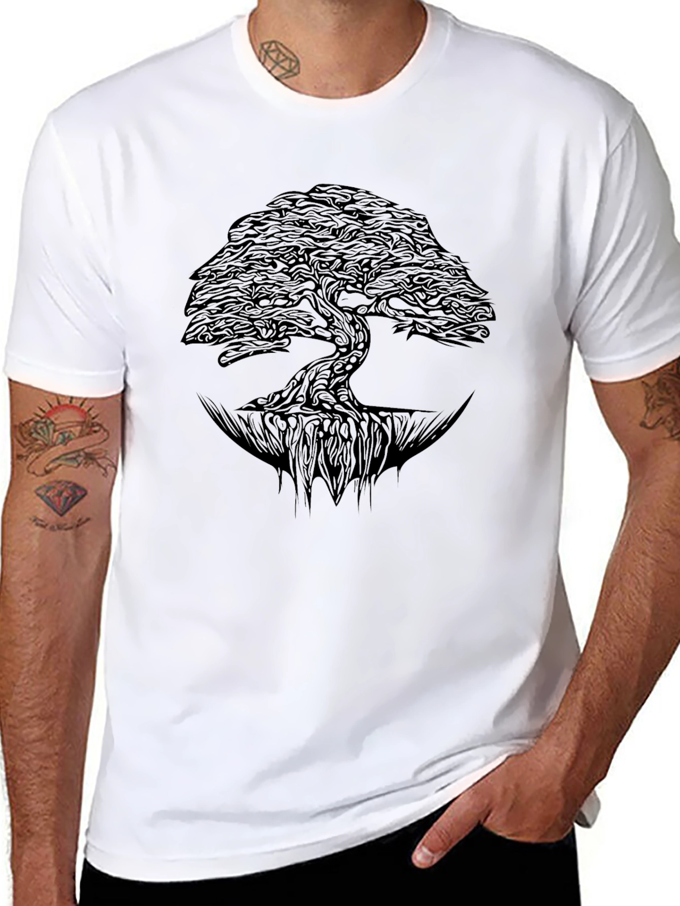 Black Tree of Life Graphic Print T-Shirt