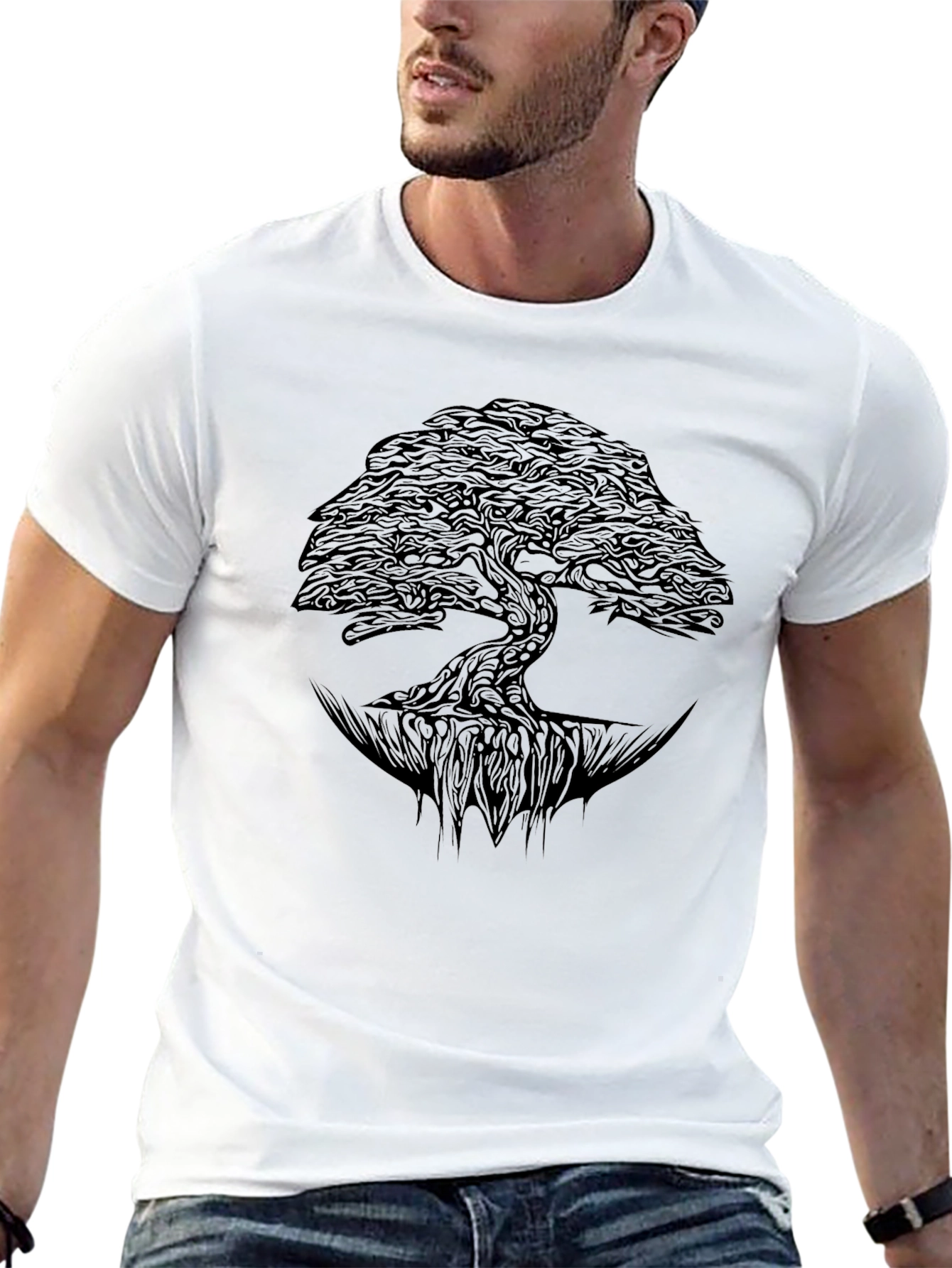 Black Tree of Life Graphic Print T-Shirt