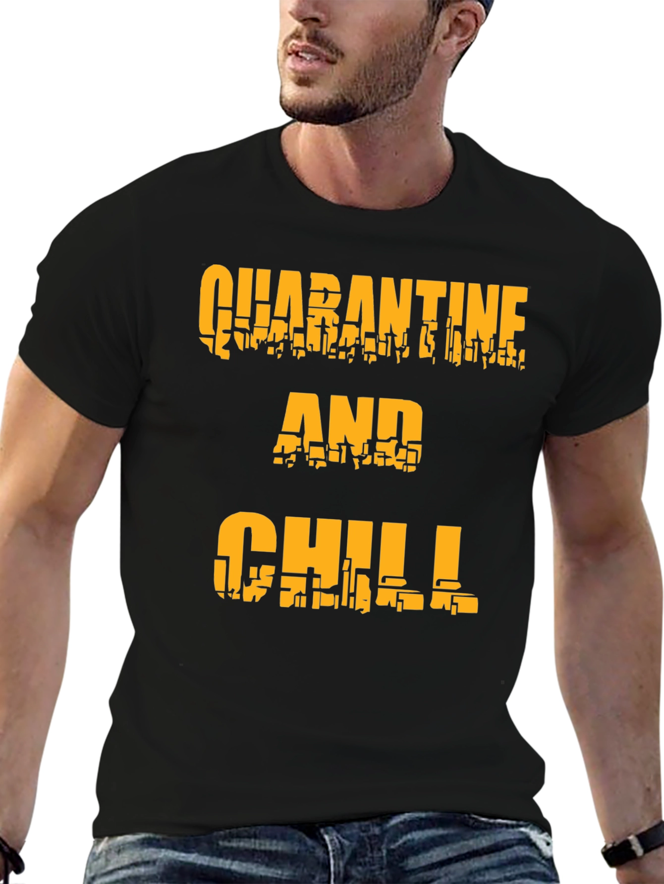 Quarantine and Chill Black Graphic Tee
