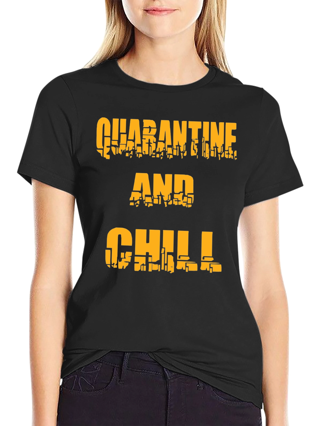 Quarantine and Chill Black Graphic Tee