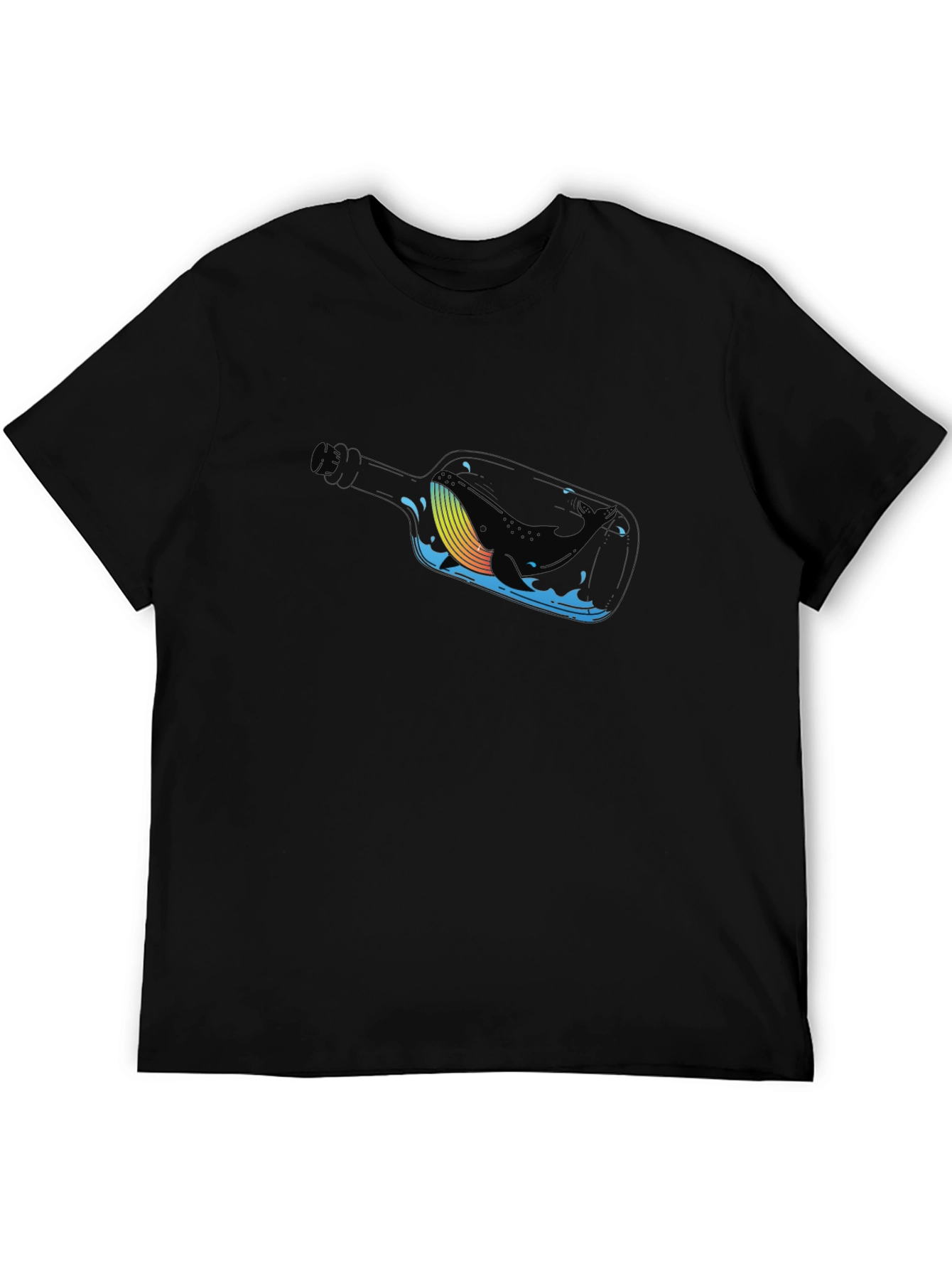 Whale in a Bottle Black T-Shirt