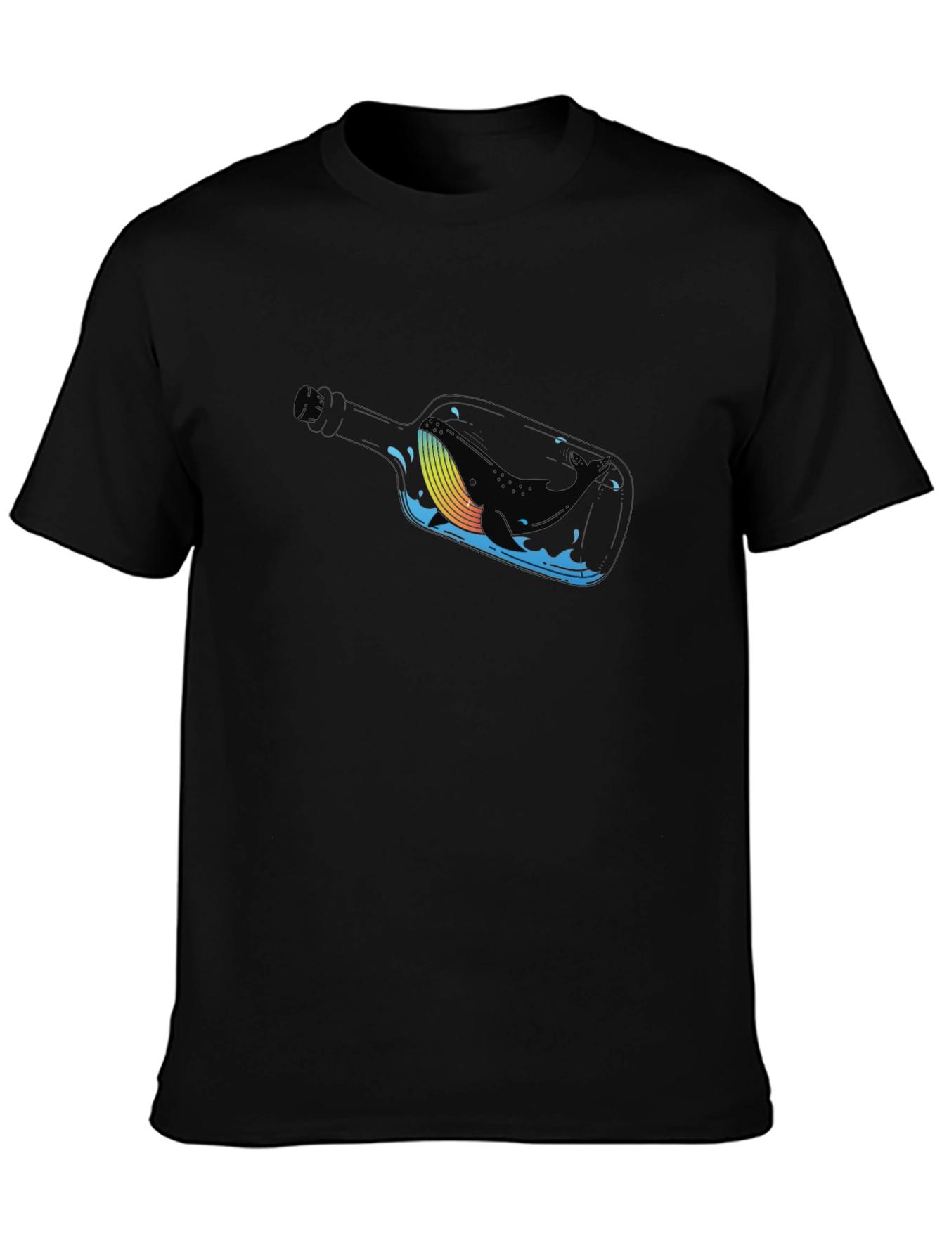 Whale in a Bottle Black T-Shirt