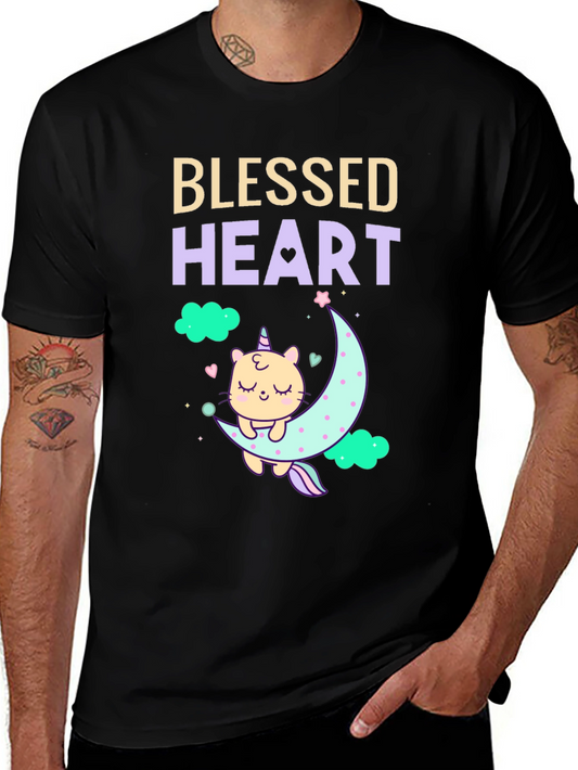 Blessed Heart Unicorn Cat Moon T-Shirt