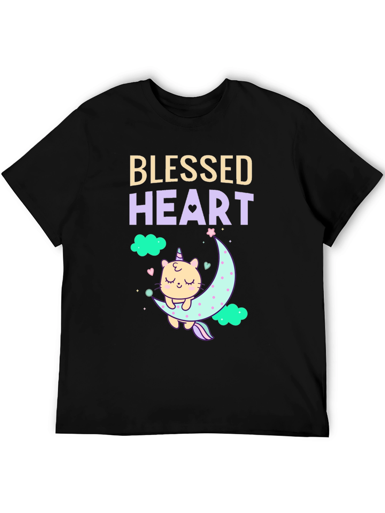 Blessed Heart Unicorn Cat Moon T-Shirt