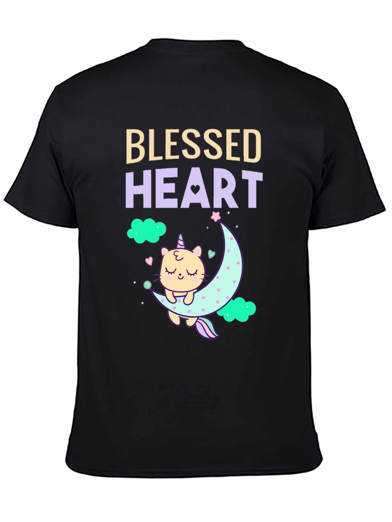 Blessed Heart Unicorn Cat Moon T-Shirt