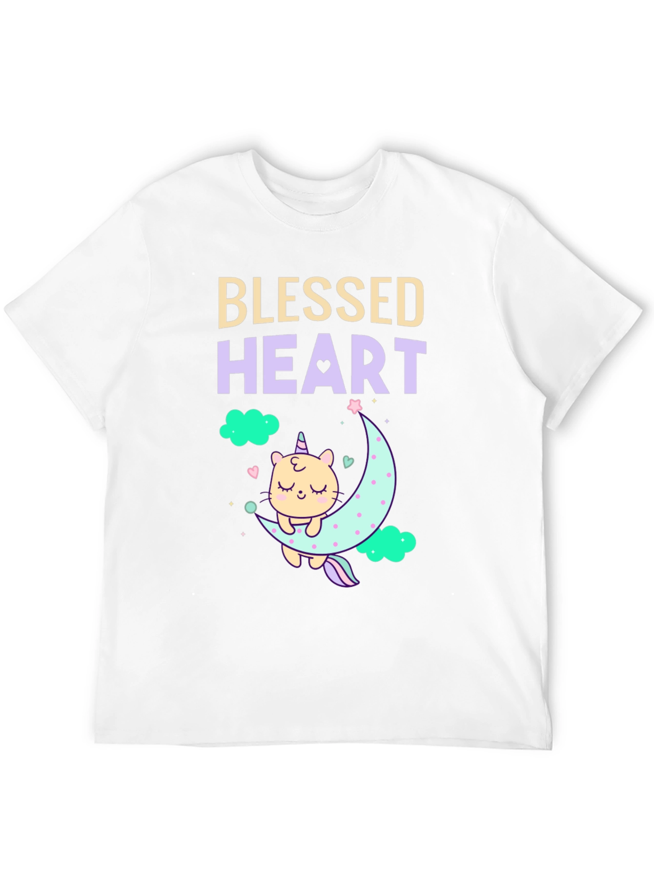 Blessed Heart Unicorn Cat Moon T-Shirt