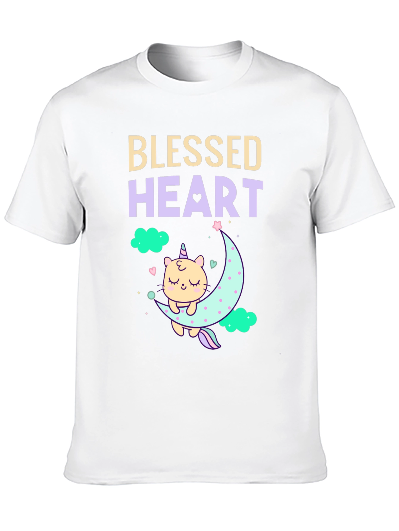 Blessed Heart Unicorn Cat Moon T-Shirt