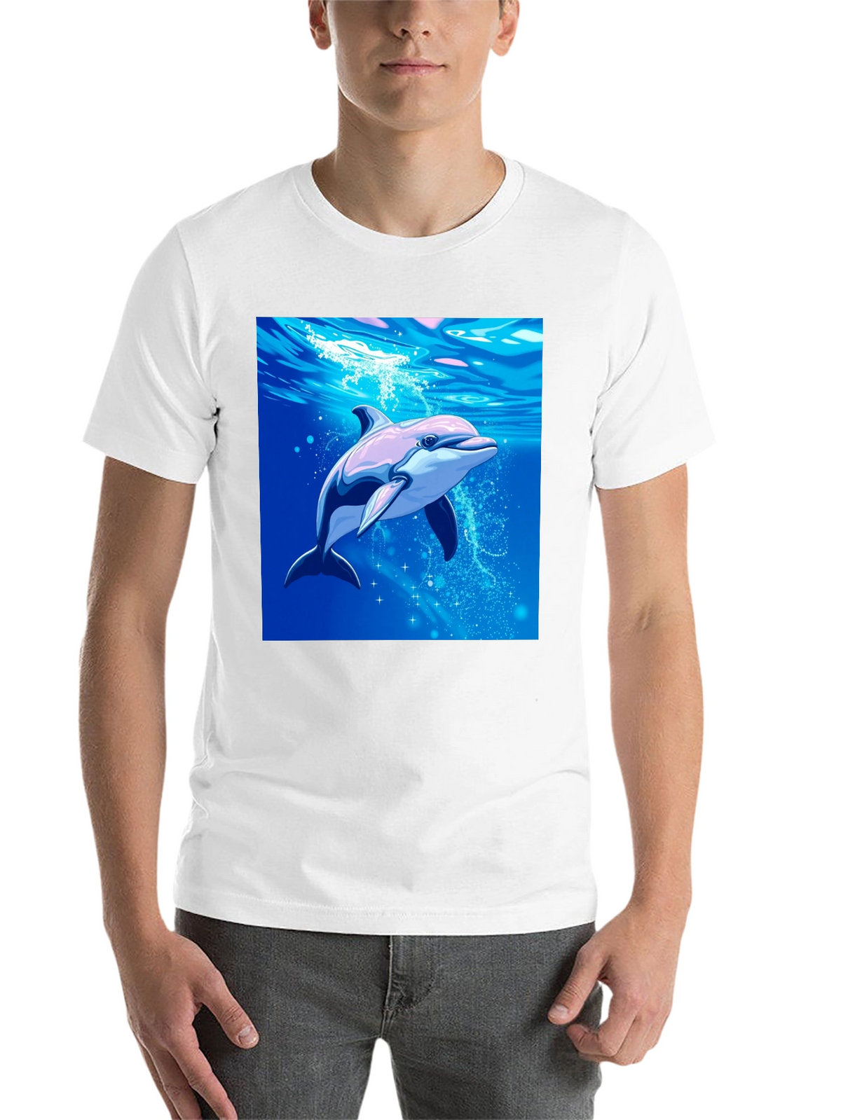 Dolphin Graphic Tee - Black Cotton Blend Casual Wear