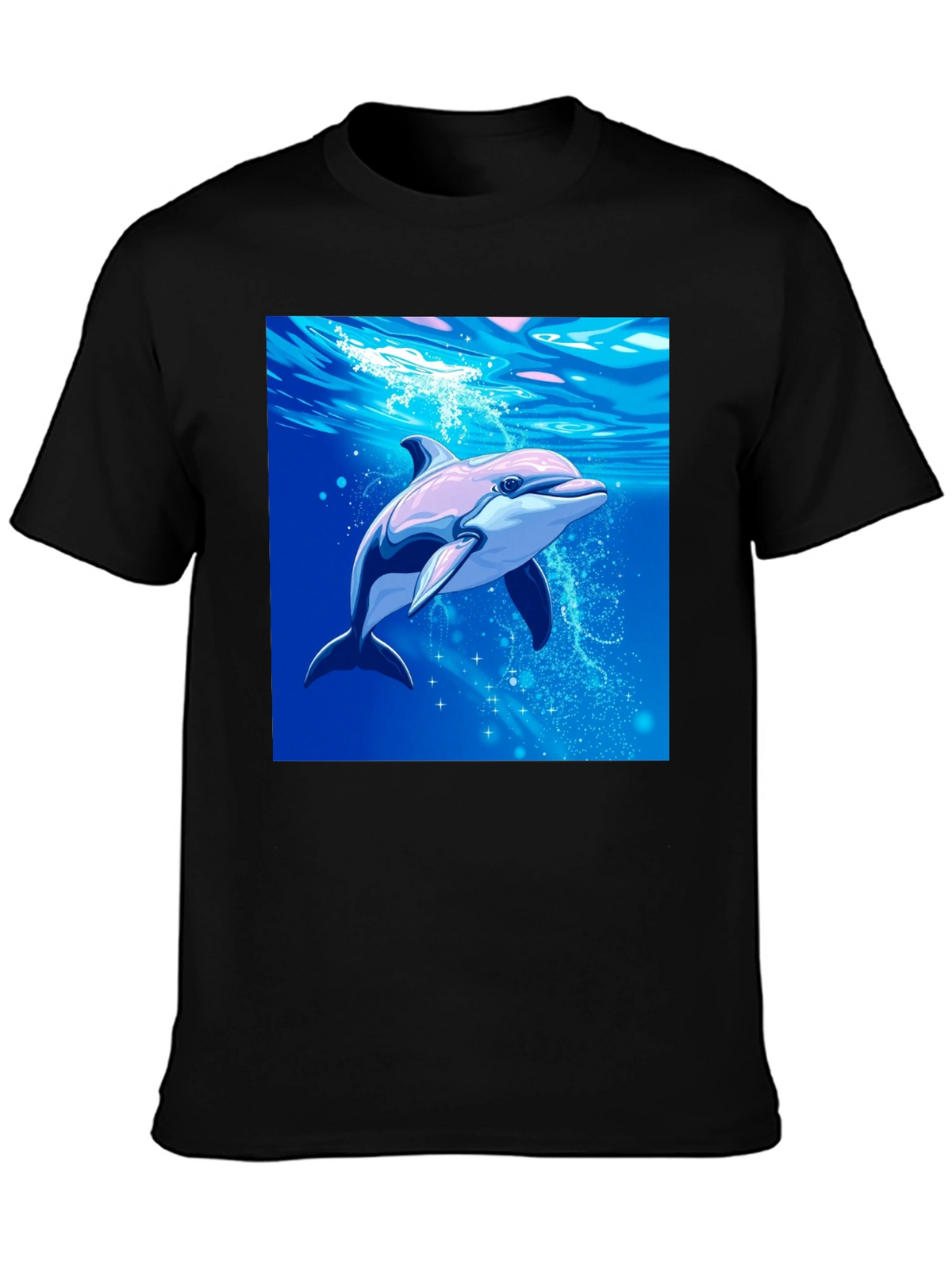 Dolphin Graphic Tee - Black Cotton Blend Casual Wear