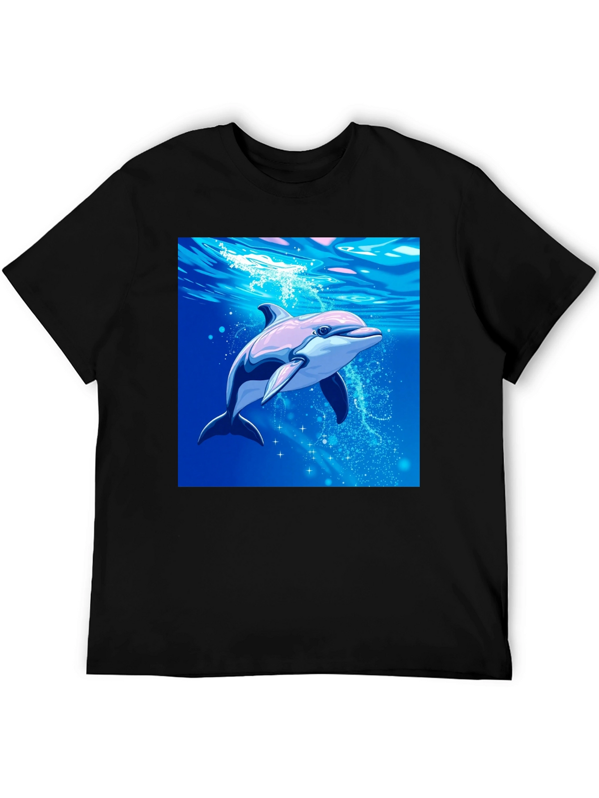 Dolphin Graphic Tee - Black Cotton Blend Casual Wear