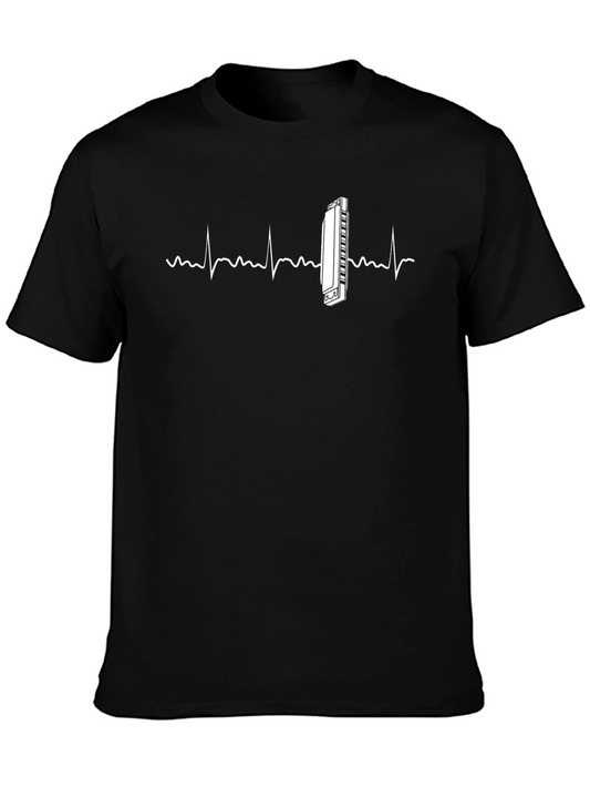 Harmonica Heartbeat Graphic Tee - Black