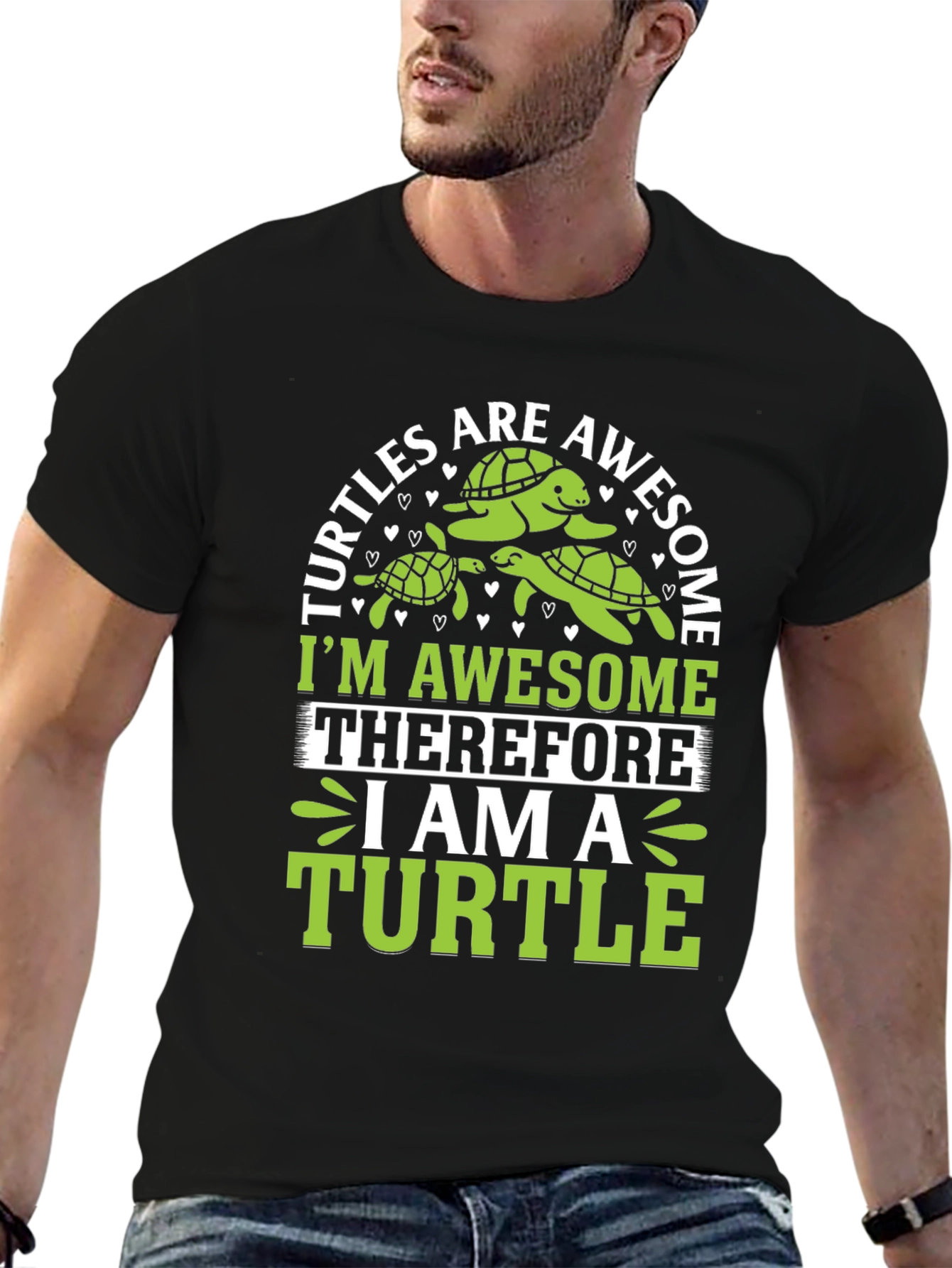 Awesome Turtle Graphic Tee - Mens Black T-Shirt