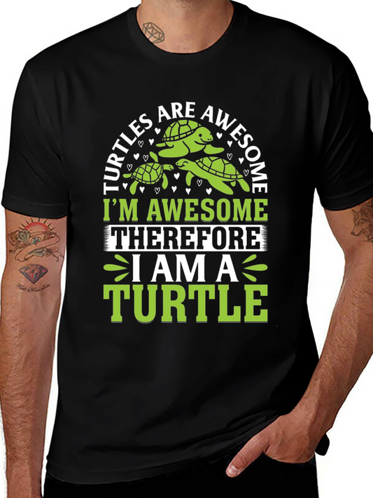 Awesome Turtle Graphic Tee - Mens Black T-Shirt