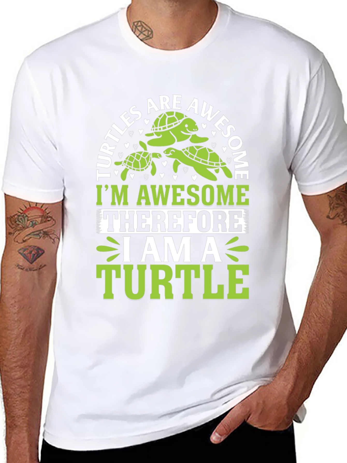 Awesome Turtle Graphic Tee - Mens Black T-Shirt