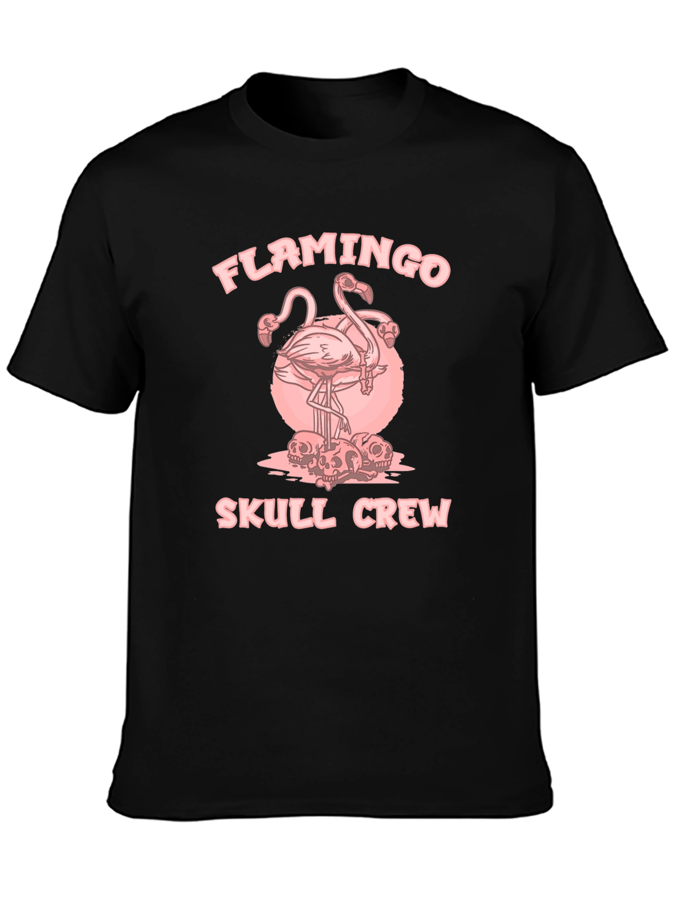 Flamingo Skull Crew Black Graphic Tee