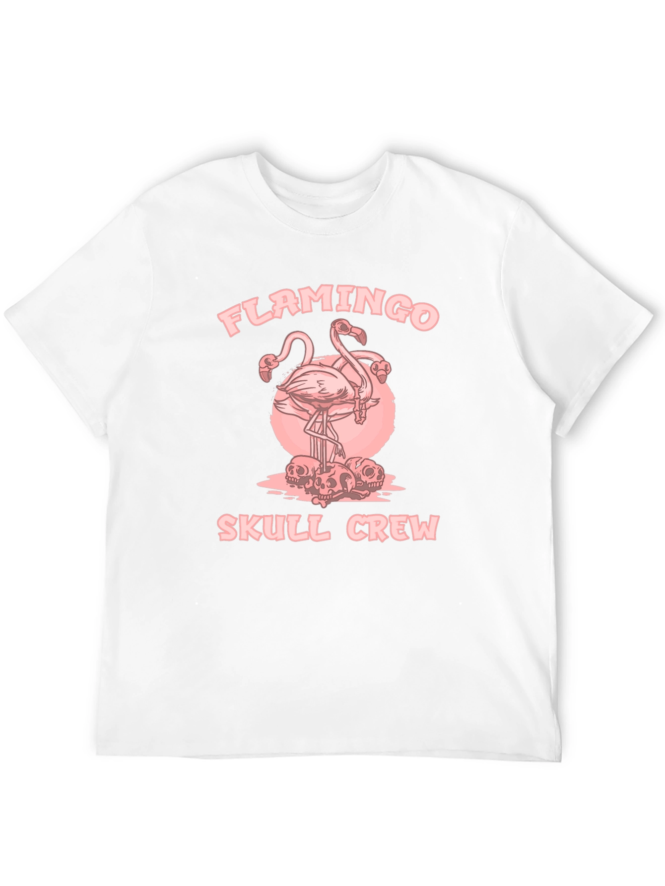 Flamingo Skull Crew Black Graphic Tee