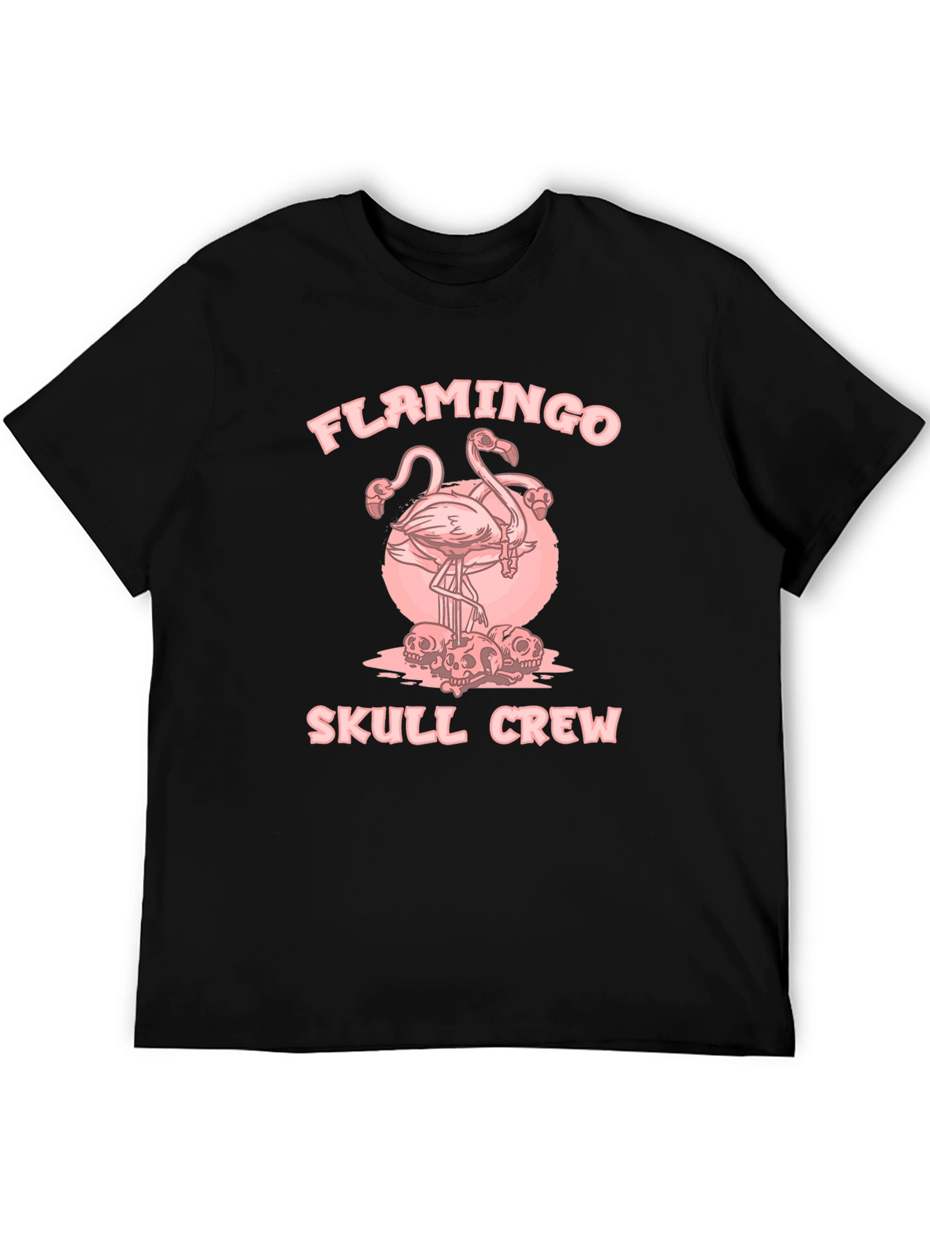 Flamingo Skull Crew Black Graphic Tee