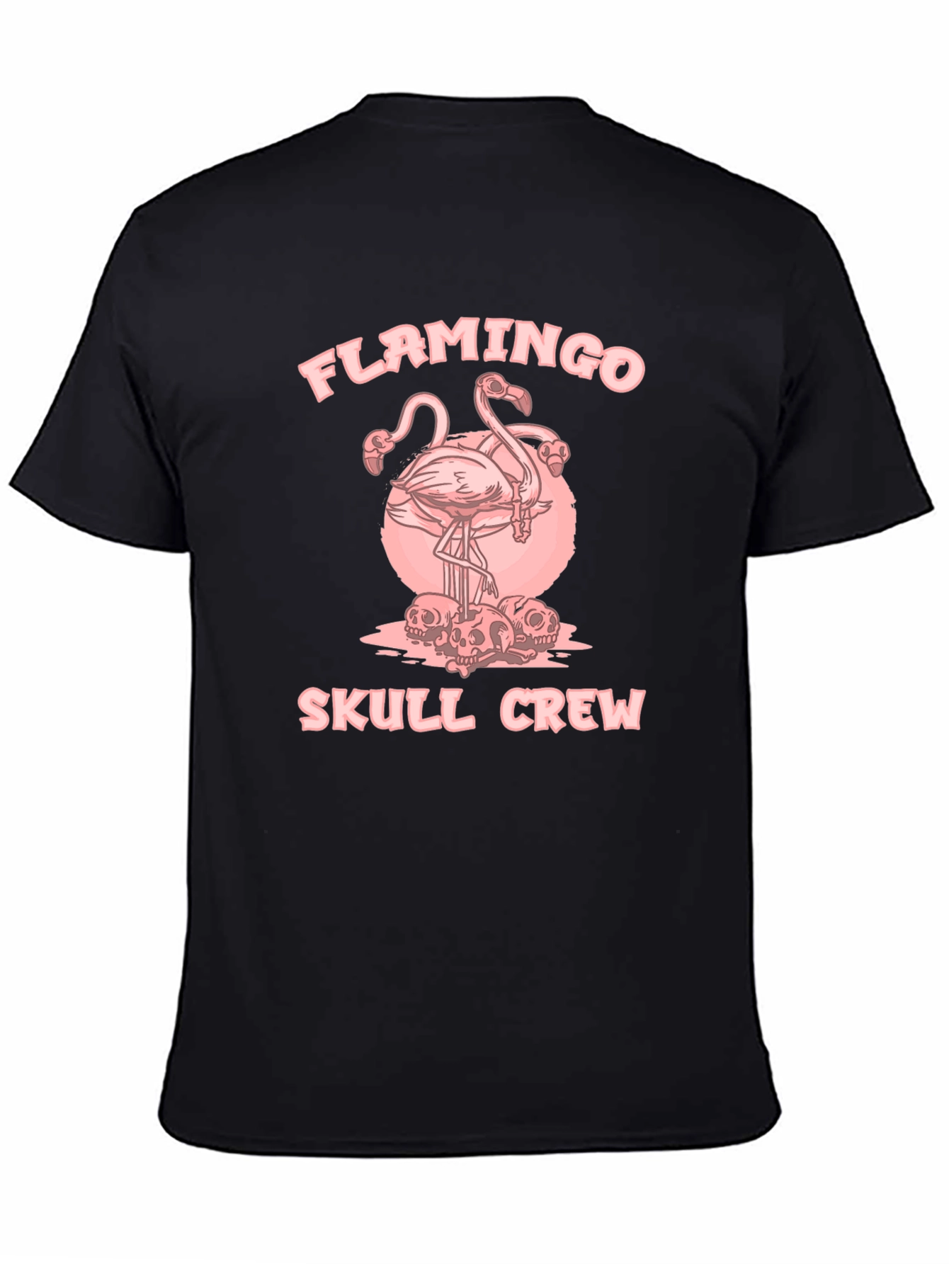 Flamingo Skull Crew Black Graphic Tee