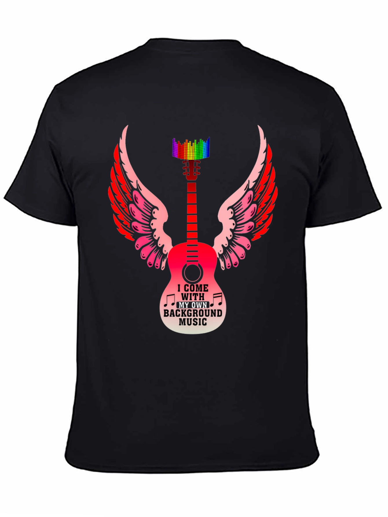 Musical Wings T-Shirt - Guitar & Rainbow Equalizer Design