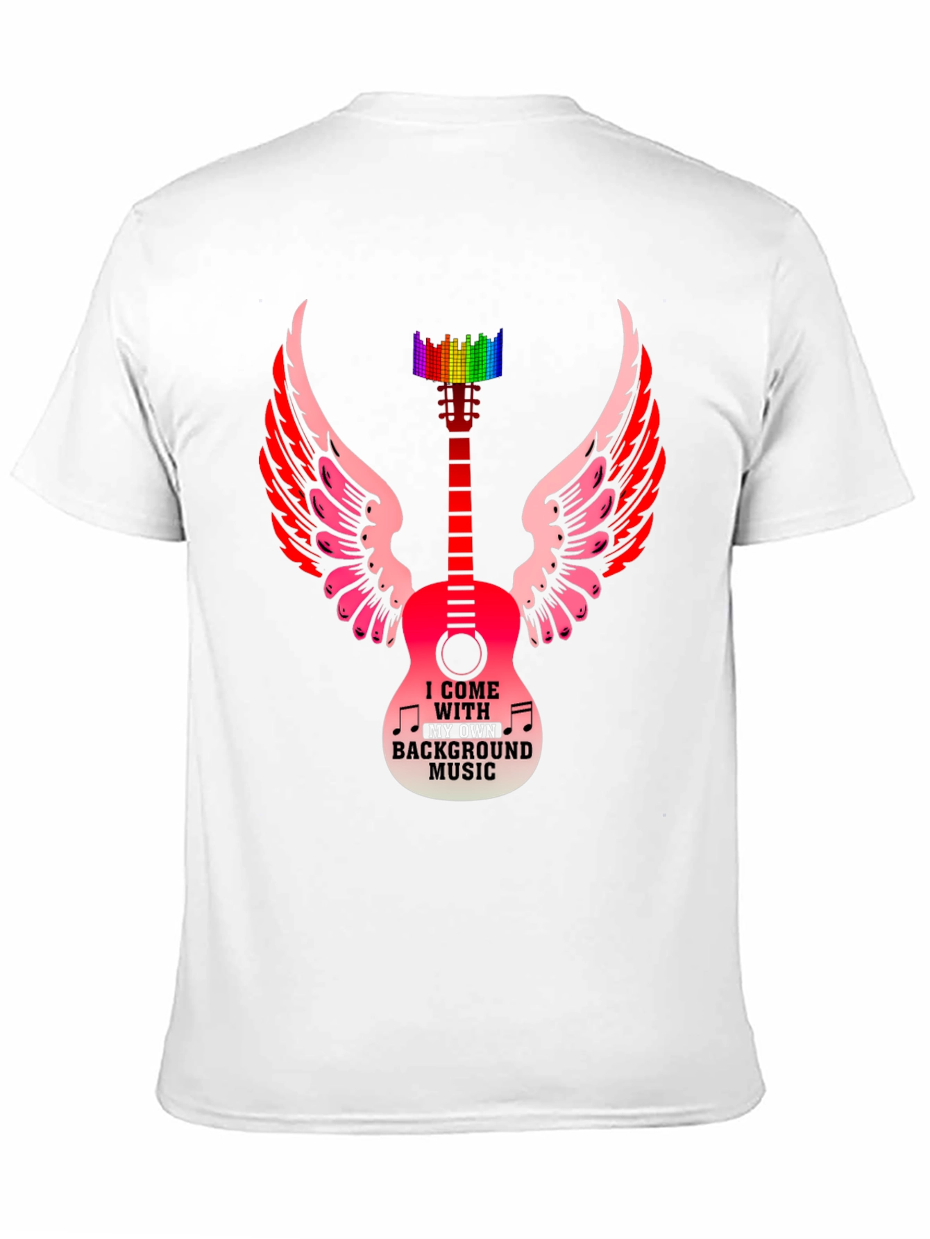 Musical Wings T-Shirt - Guitar & Rainbow Equalizer Design