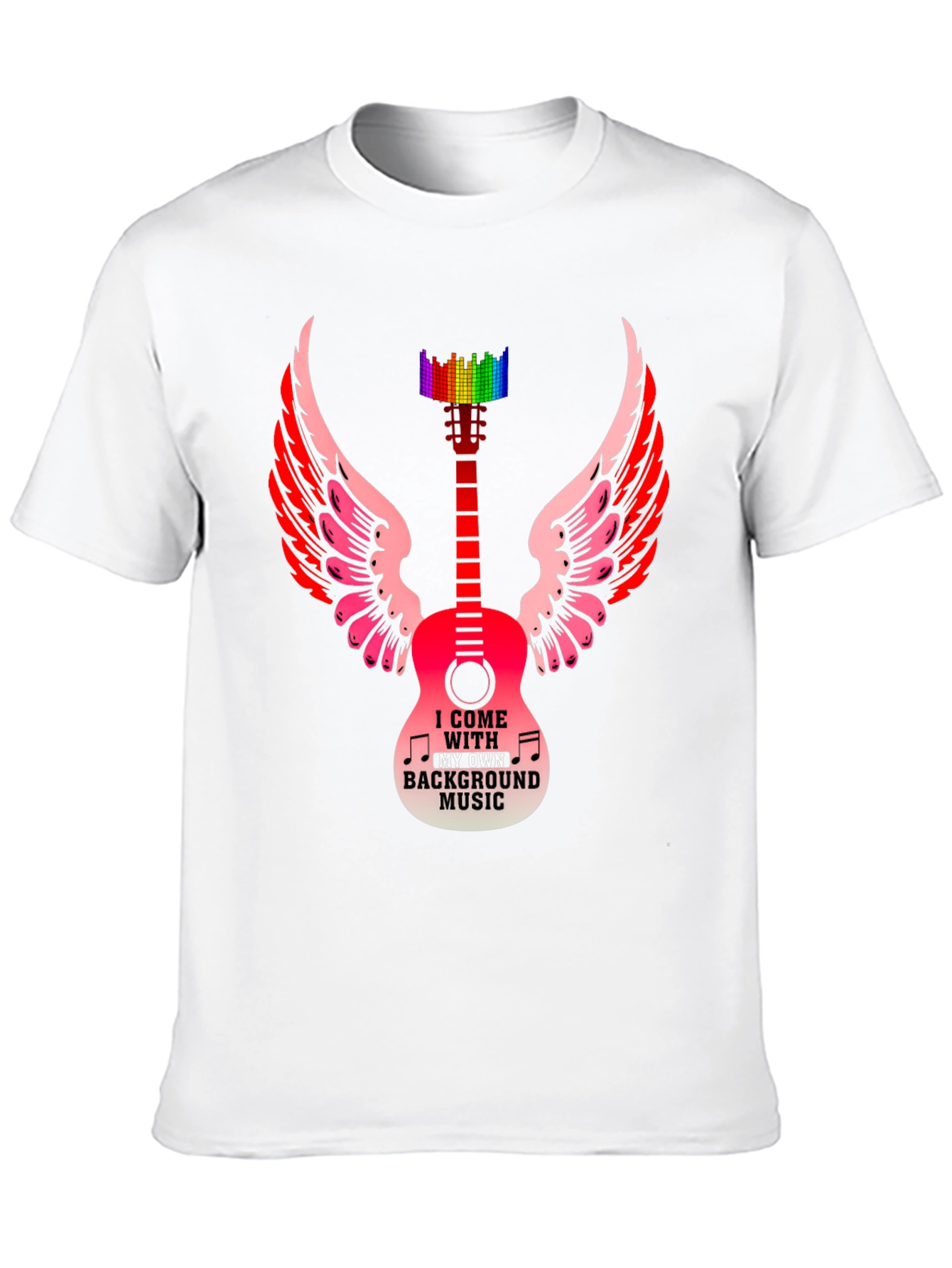 Musical Wings T-Shirt - Guitar & Rainbow Equalizer Design