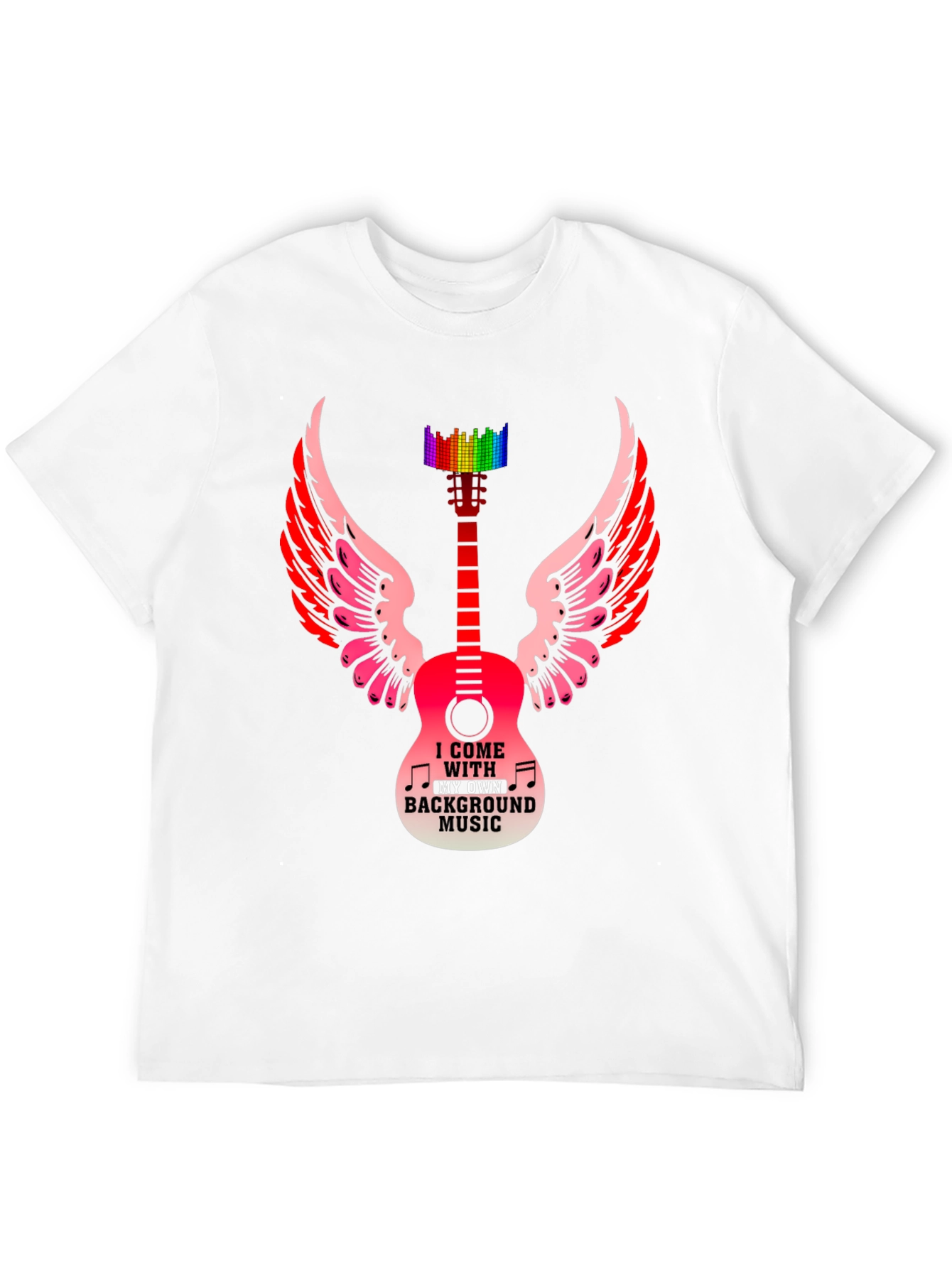 Musical Wings T-Shirt - Guitar & Rainbow Equalizer Design