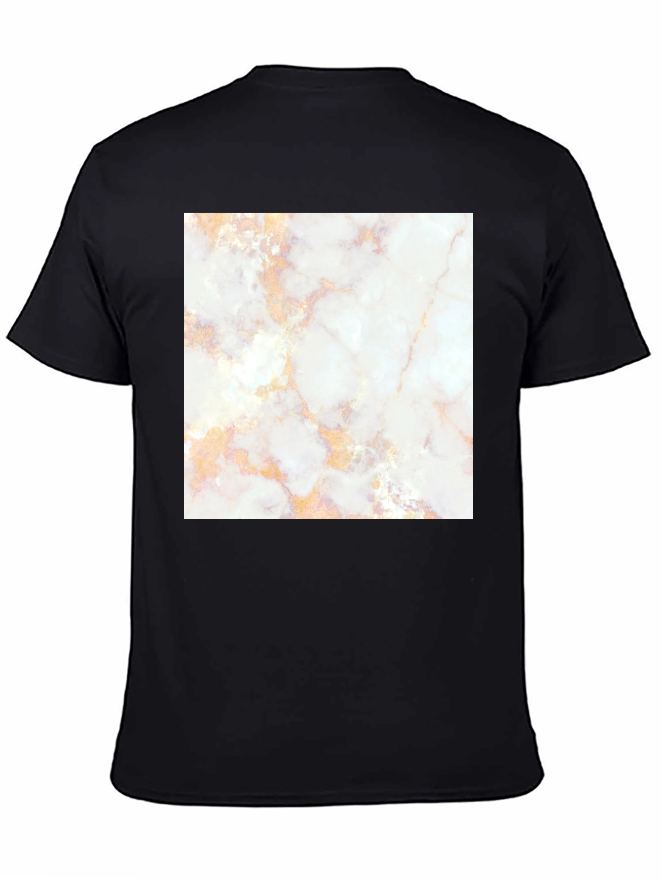 Marble Print Black Tee - Stylish & Unique