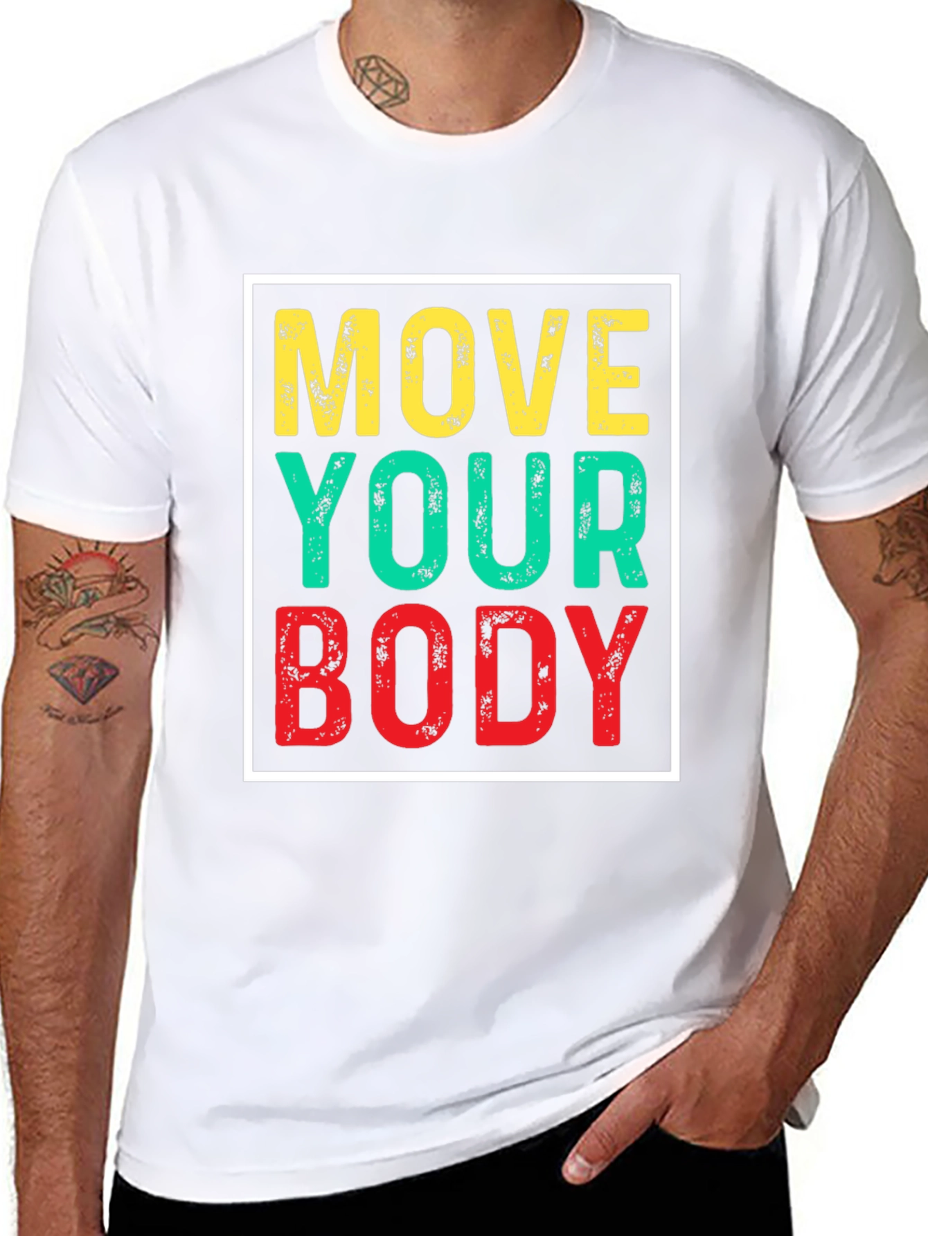 Move Your Body Graphic Tee - Black Cotton T-Shirt