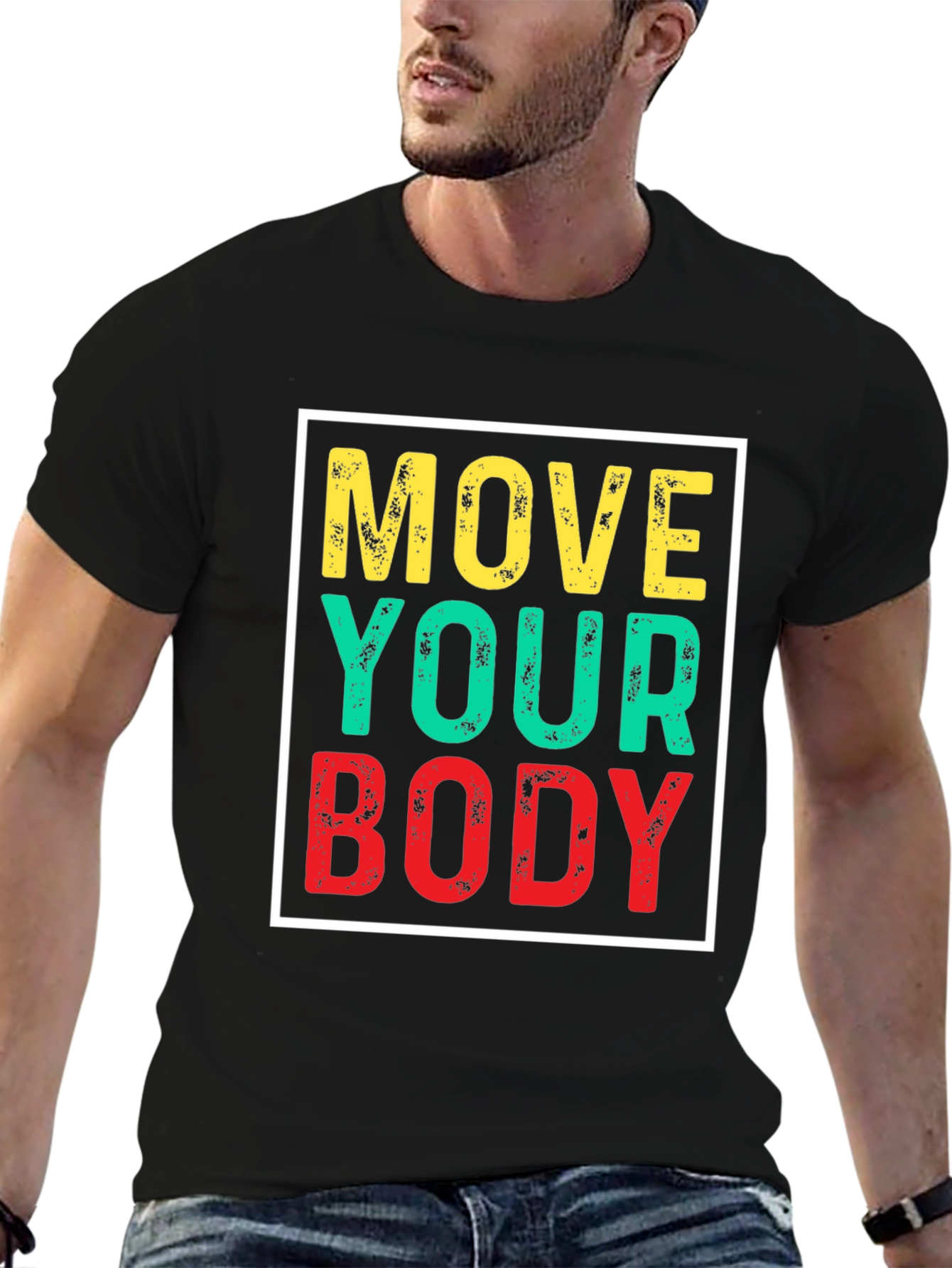 Move Your Body Graphic Tee - Black Cotton T-Shirt