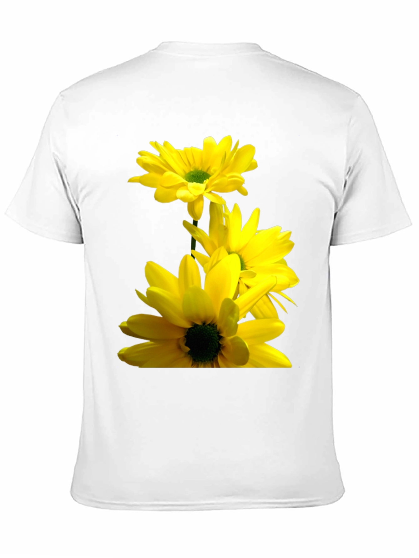 Black T-Shirt with Yellow Daisy Flower Print