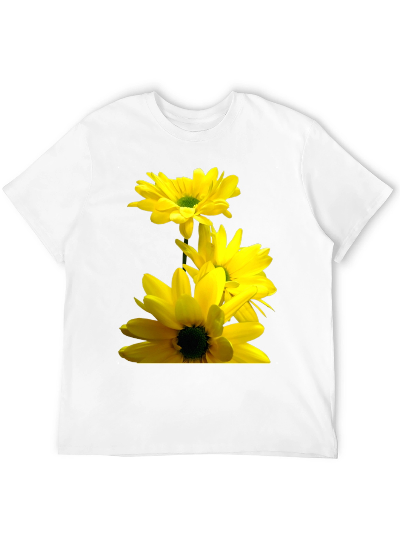 Black T-Shirt with Yellow Daisy Flower Print