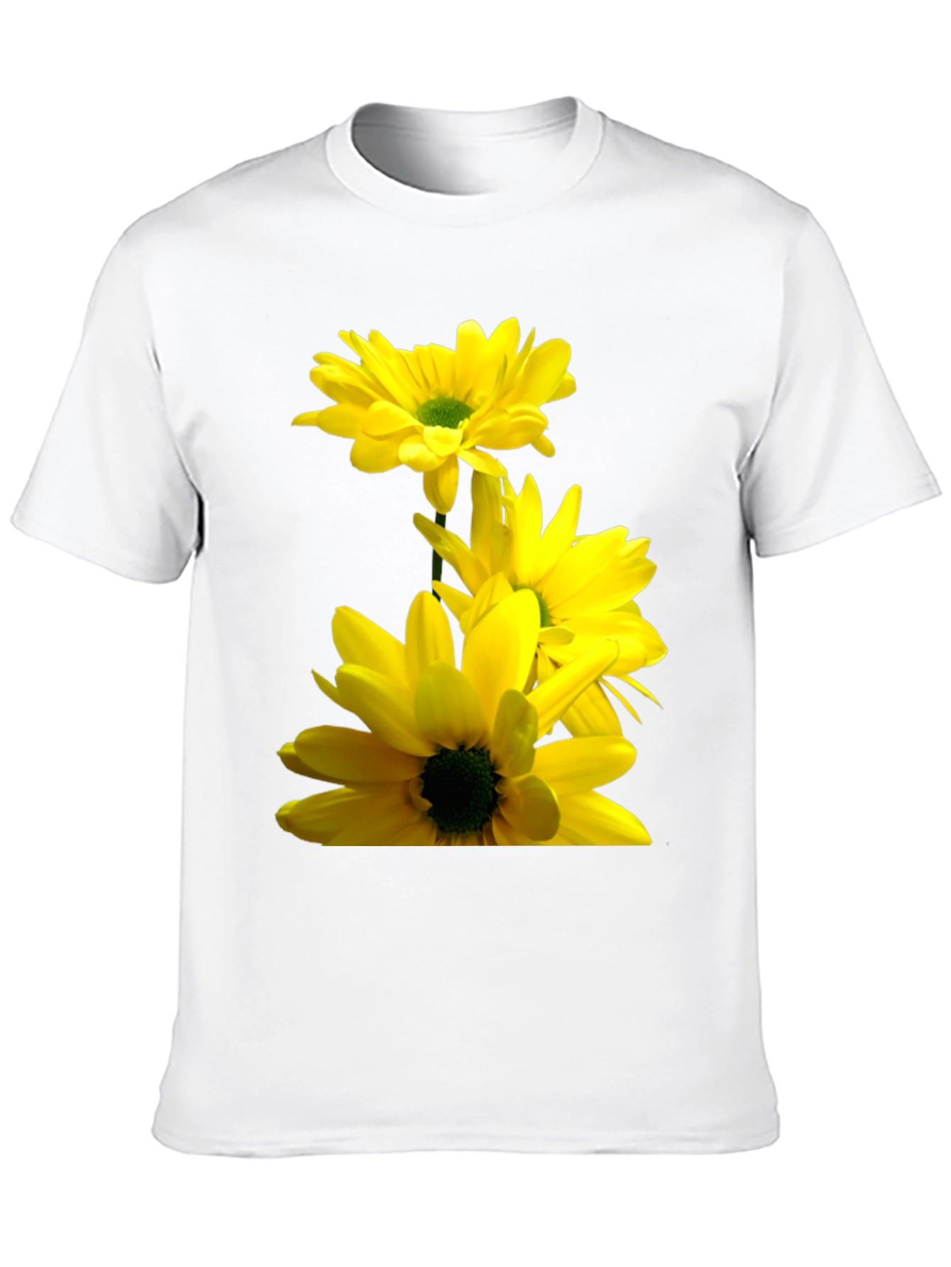 Black T-Shirt with Yellow Daisy Flower Print